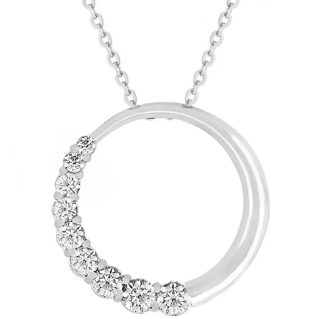 Elisa Graduated CZ Circle Pendant Necklace | 1ct