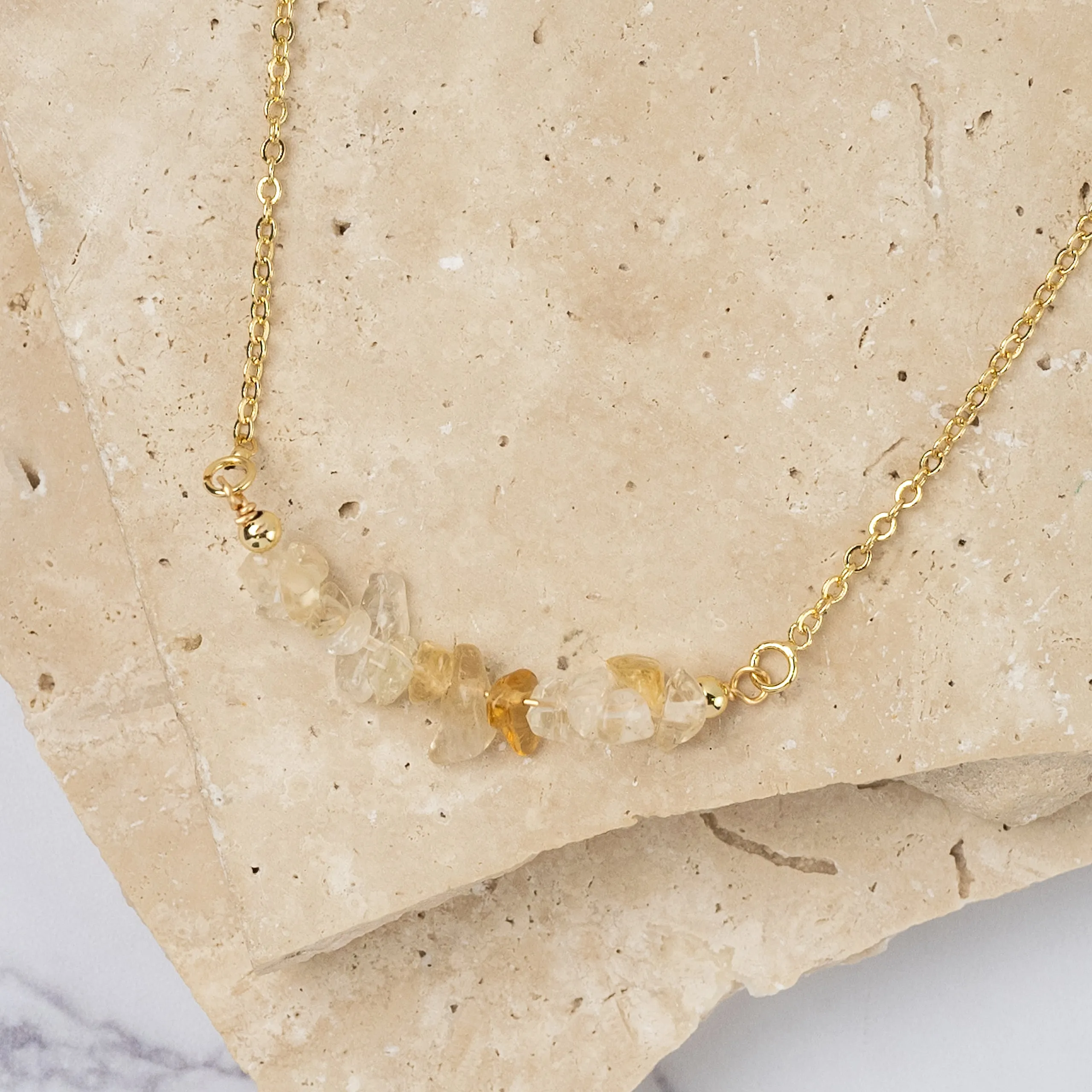 Ella 14k gold plated natural stone necklace