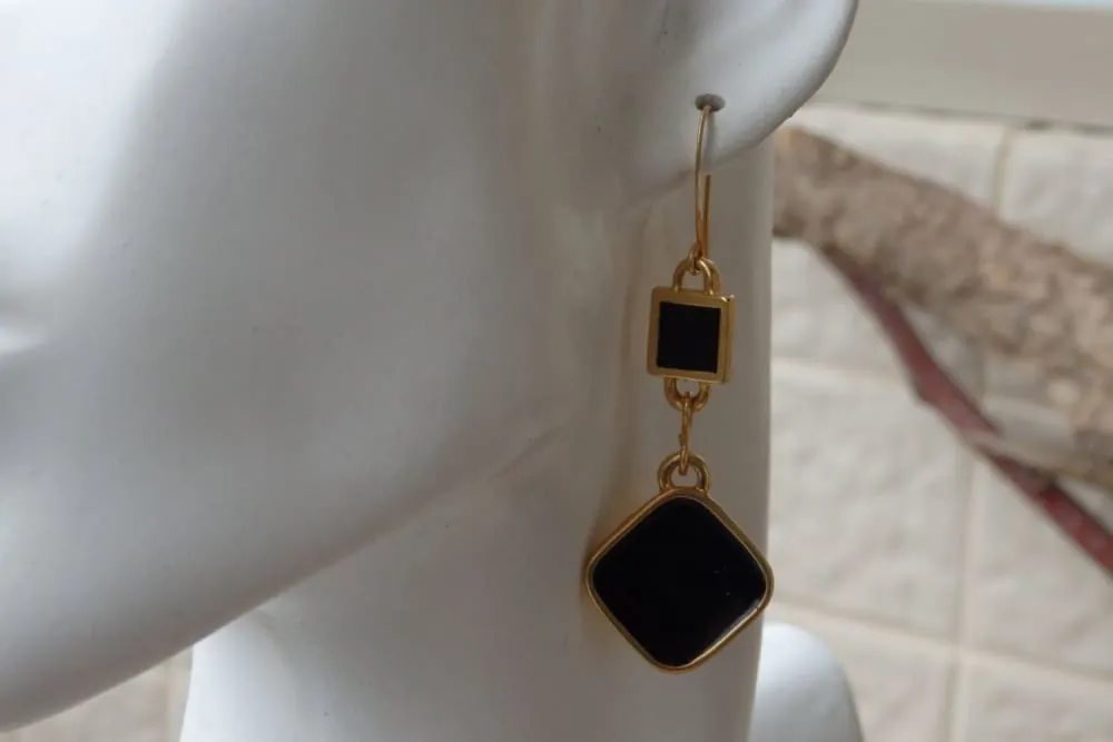 Enamel Black Earrings