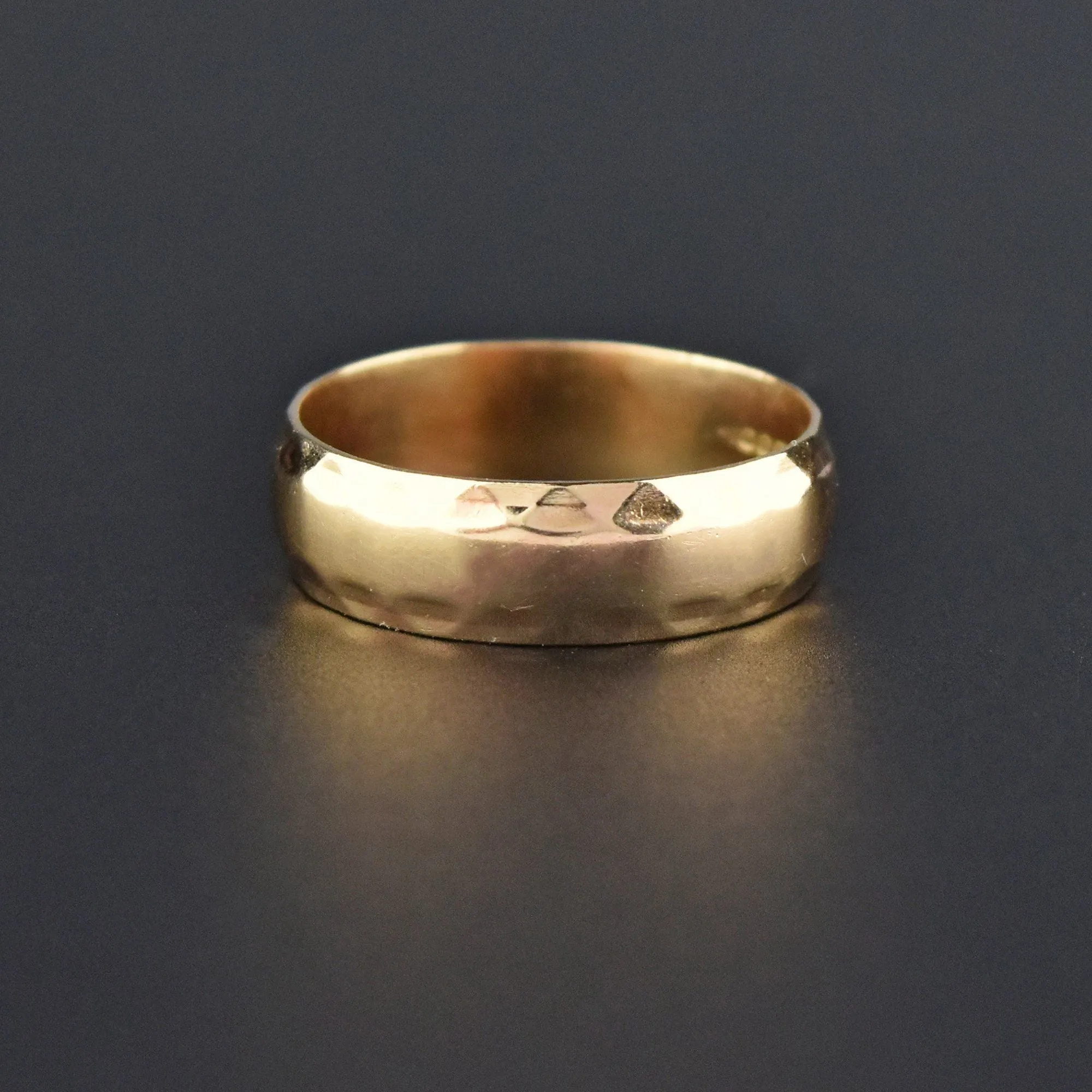 Estate Wide Vintage Gold Wedding Band Ring, Sz 7