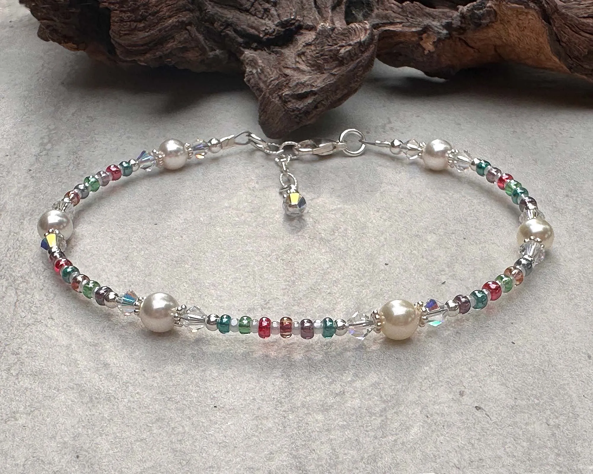 Fancy Jewel Crystal Pearl Beaded Anklet