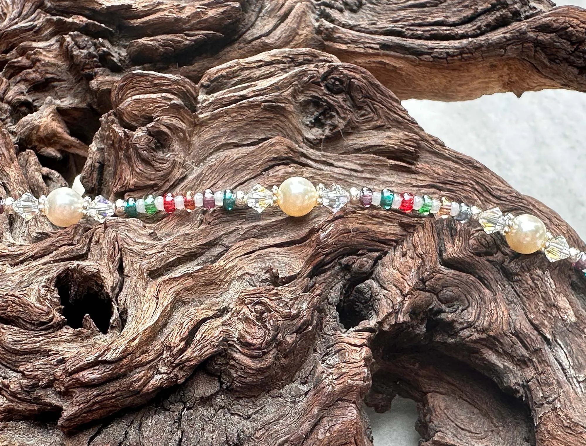 Fancy Jewel Crystal Pearl Beaded Anklet