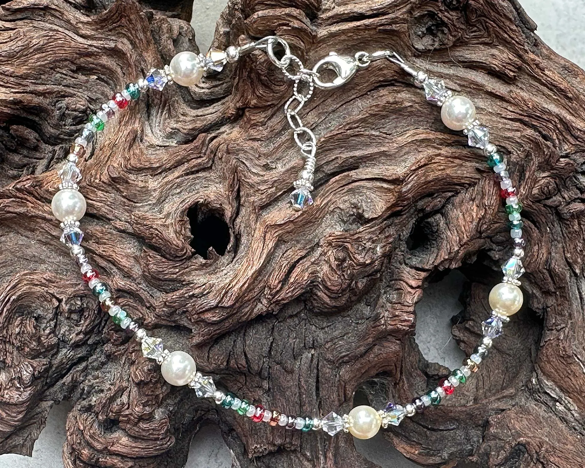 Fancy Jewel Crystal Pearl Beaded Anklet