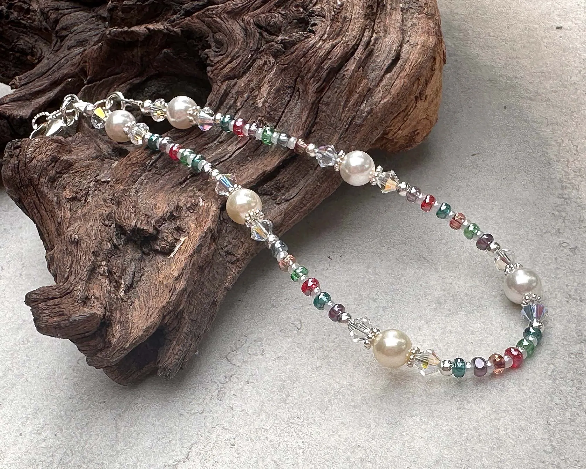 Fancy Jewel Crystal Pearl Beaded Anklet