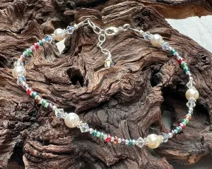 Fancy Jewel Crystal Pearl Beaded Anklet