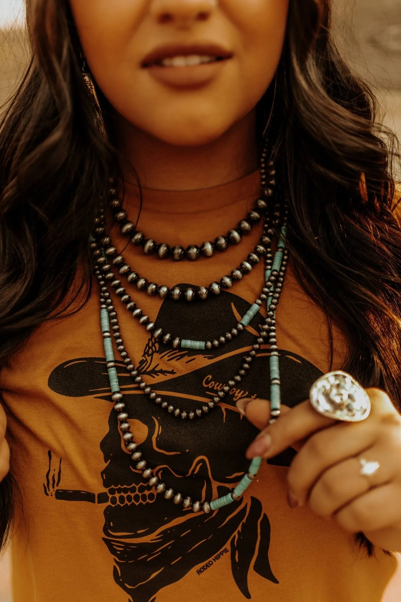 Faux Pearl and Turquoise Layered Necklace