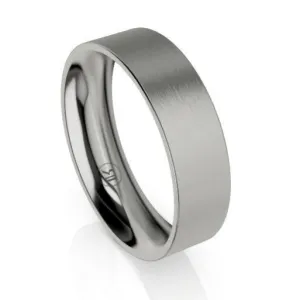 Flat Pipecut Brushed Titanium Wedding Ring (AG)