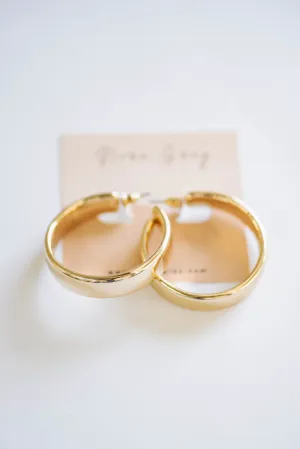 Flattened Round Metal Hoop Earrings