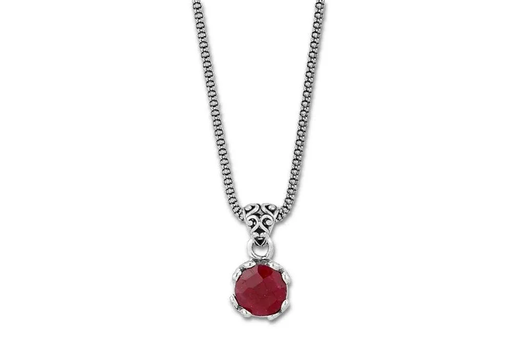 Genuine Sterling Silver and Birthstone Samuel B. Glow Pendant Necklace