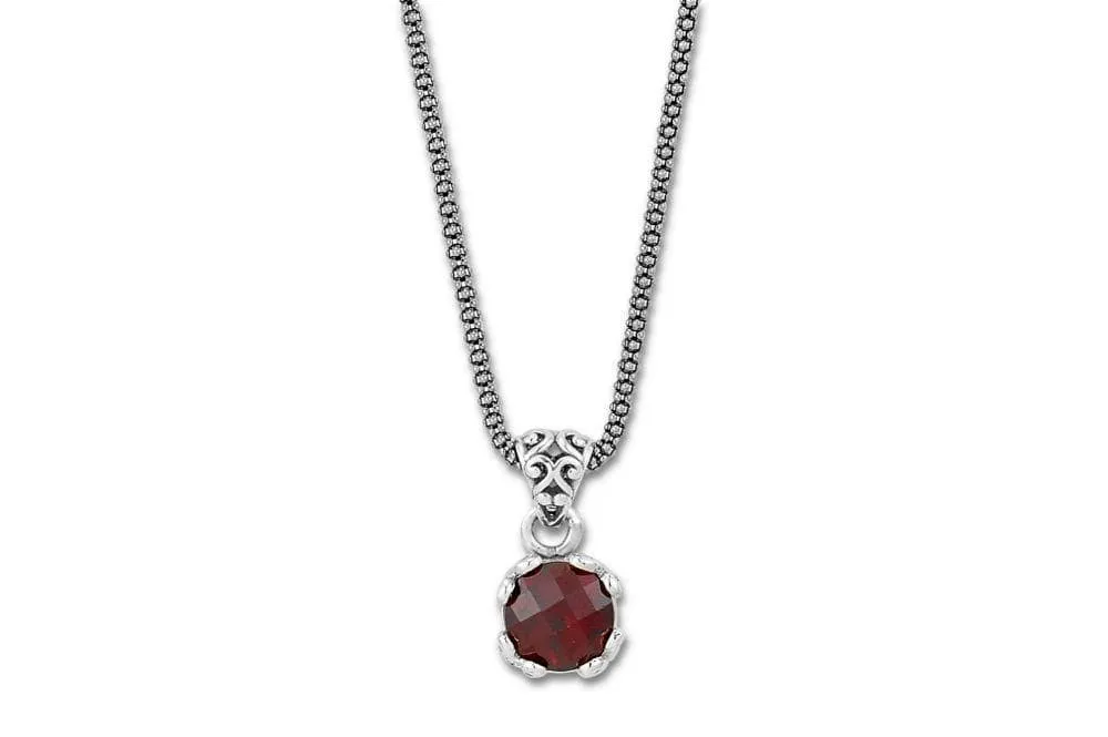 Genuine Sterling Silver and Birthstone Samuel B. Glow Pendant Necklace