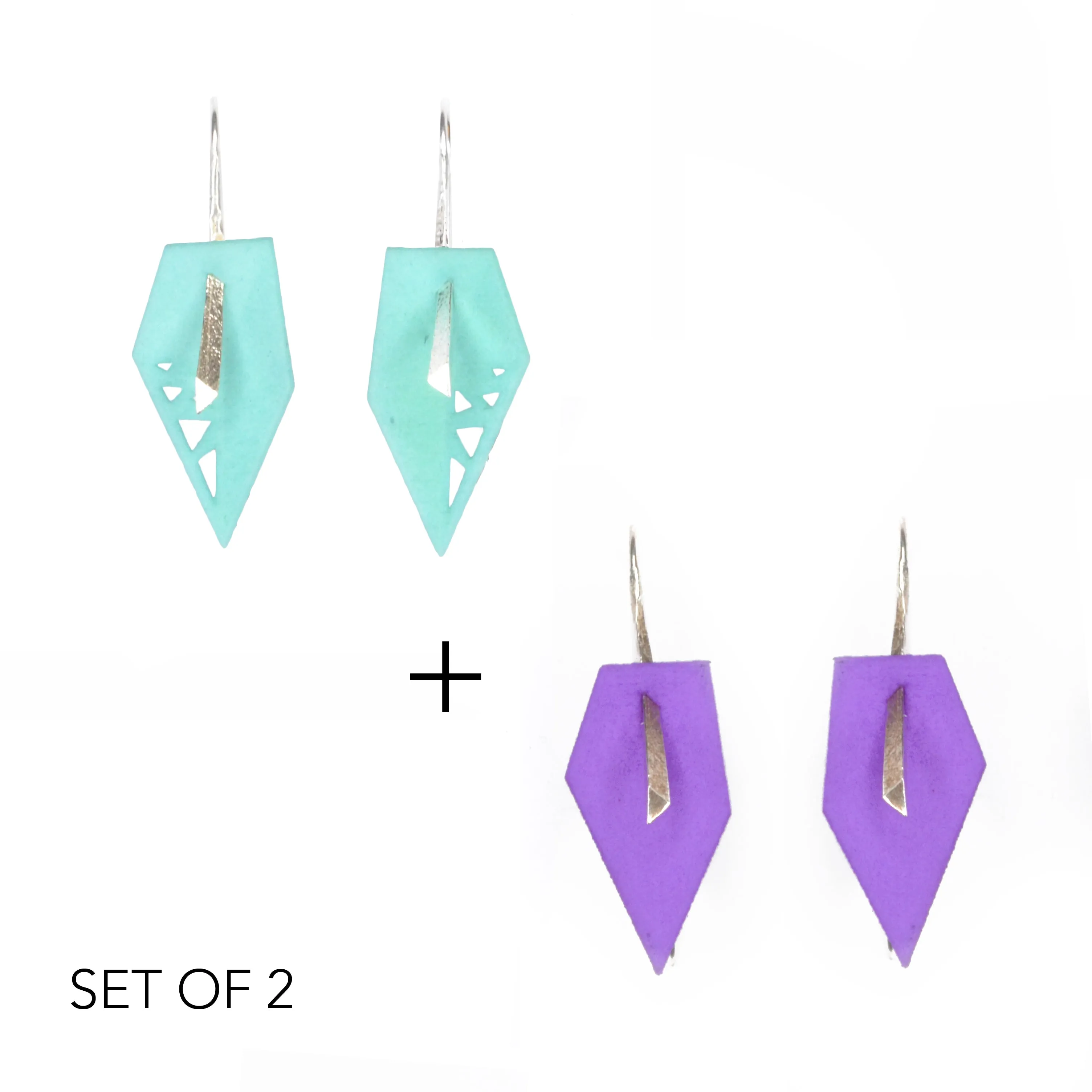 Geometric Drop Interchangeable Earrings (2 Colors, 1 set of Silver Hooks) - Vertigo