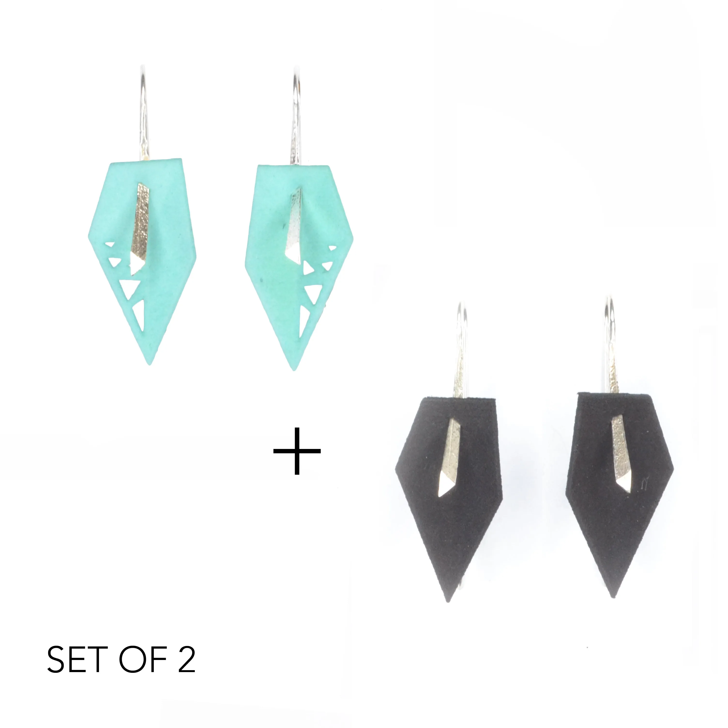 Geometric Drop Interchangeable Earrings (2 Colors, 1 set of Silver Hooks) - Vertigo