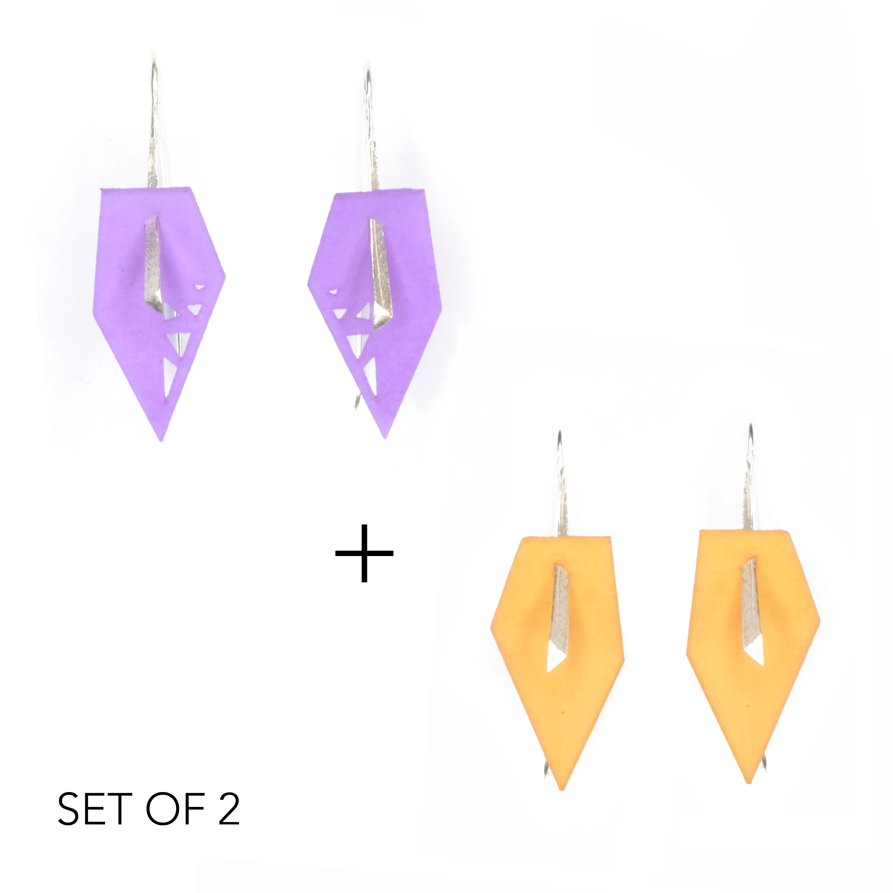 Geometric Drop Interchangeable Earrings (2 Colors, 1 set of Silver Hooks) - Vertigo