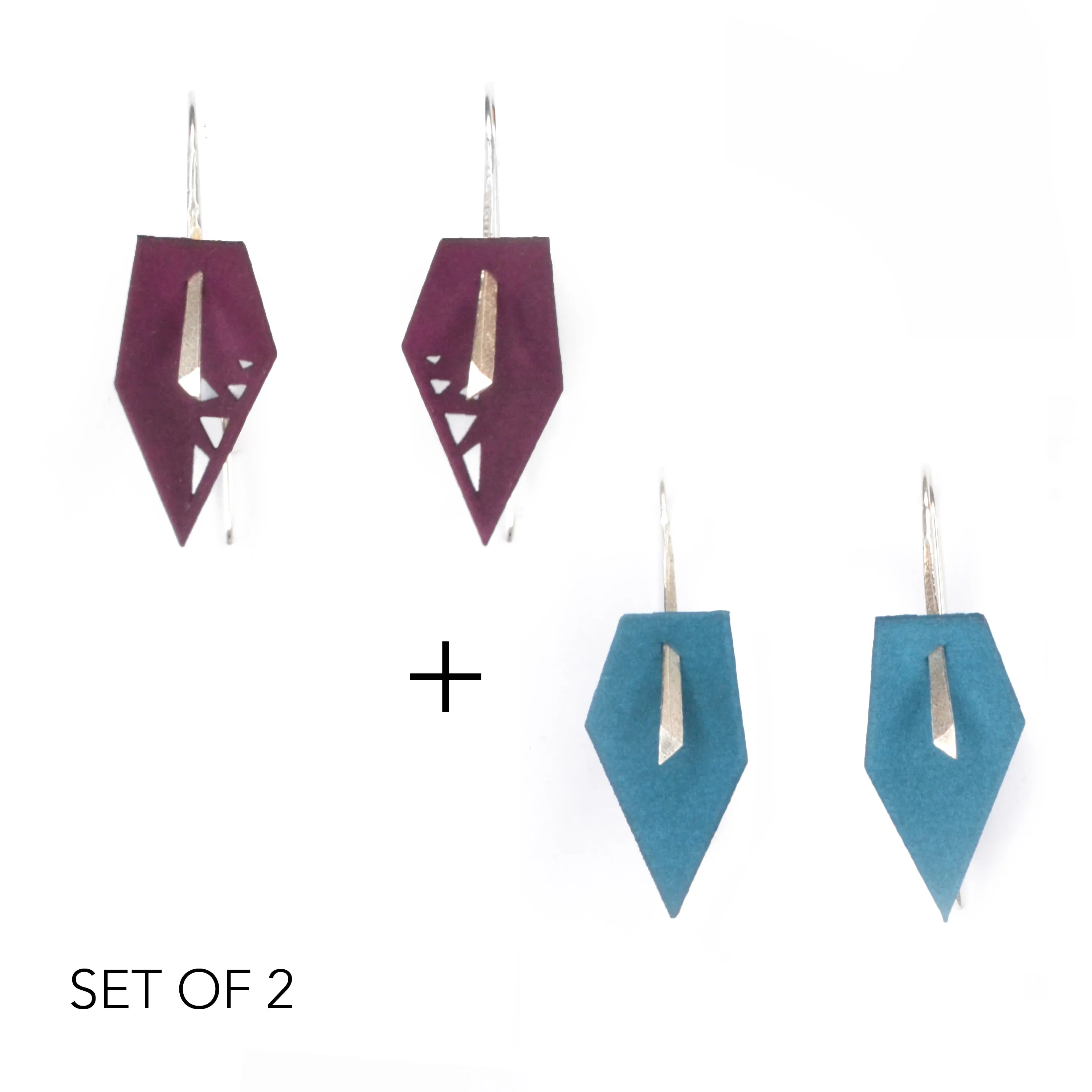 Geometric Drop Interchangeable Earrings (2 Colors, 1 set of Silver Hooks) - Vertigo