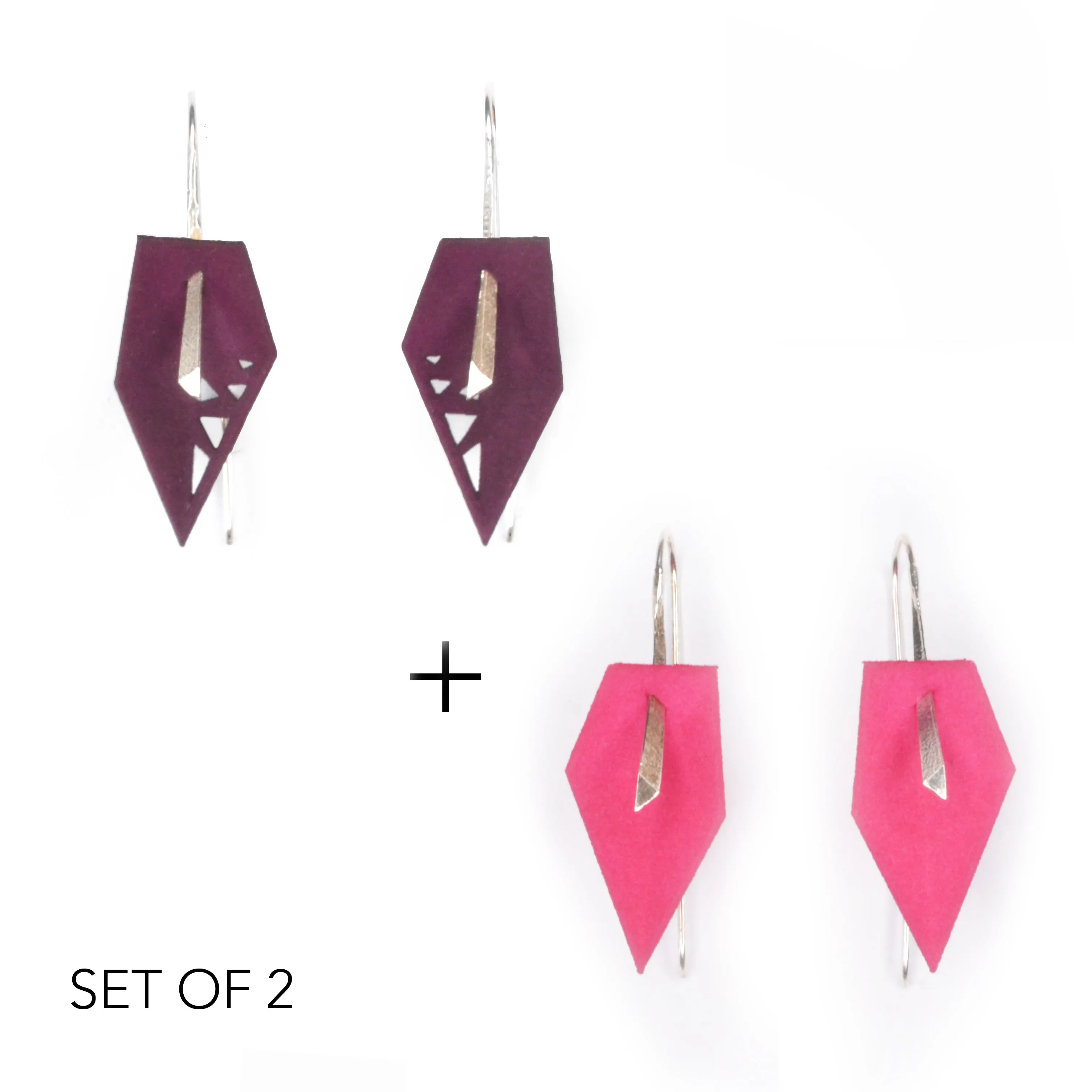 Geometric Drop Interchangeable Earrings (2 Colors, 1 set of Silver Hooks) - Vertigo