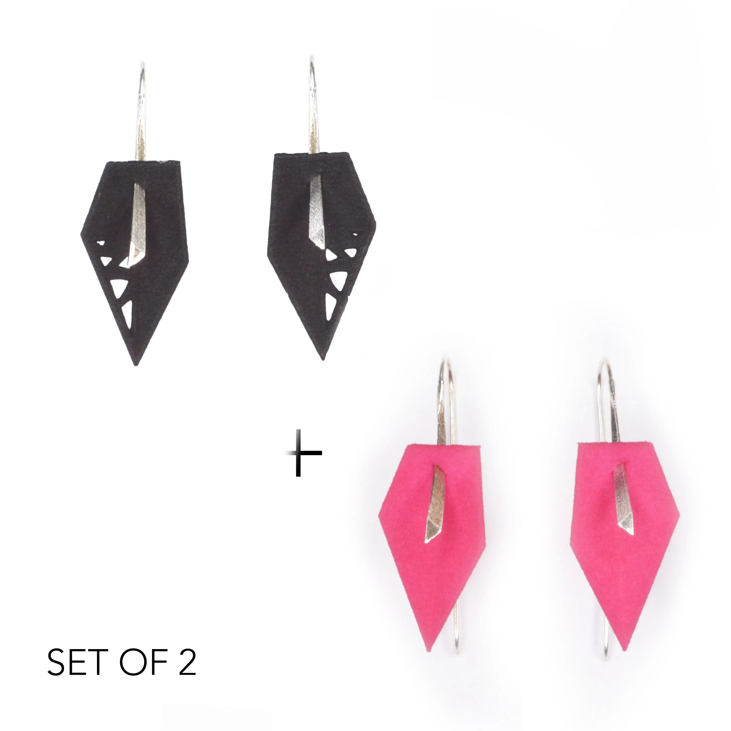 Geometric Drop Interchangeable Earrings (2 Colors, 1 set of Silver Hooks) - Vertigo