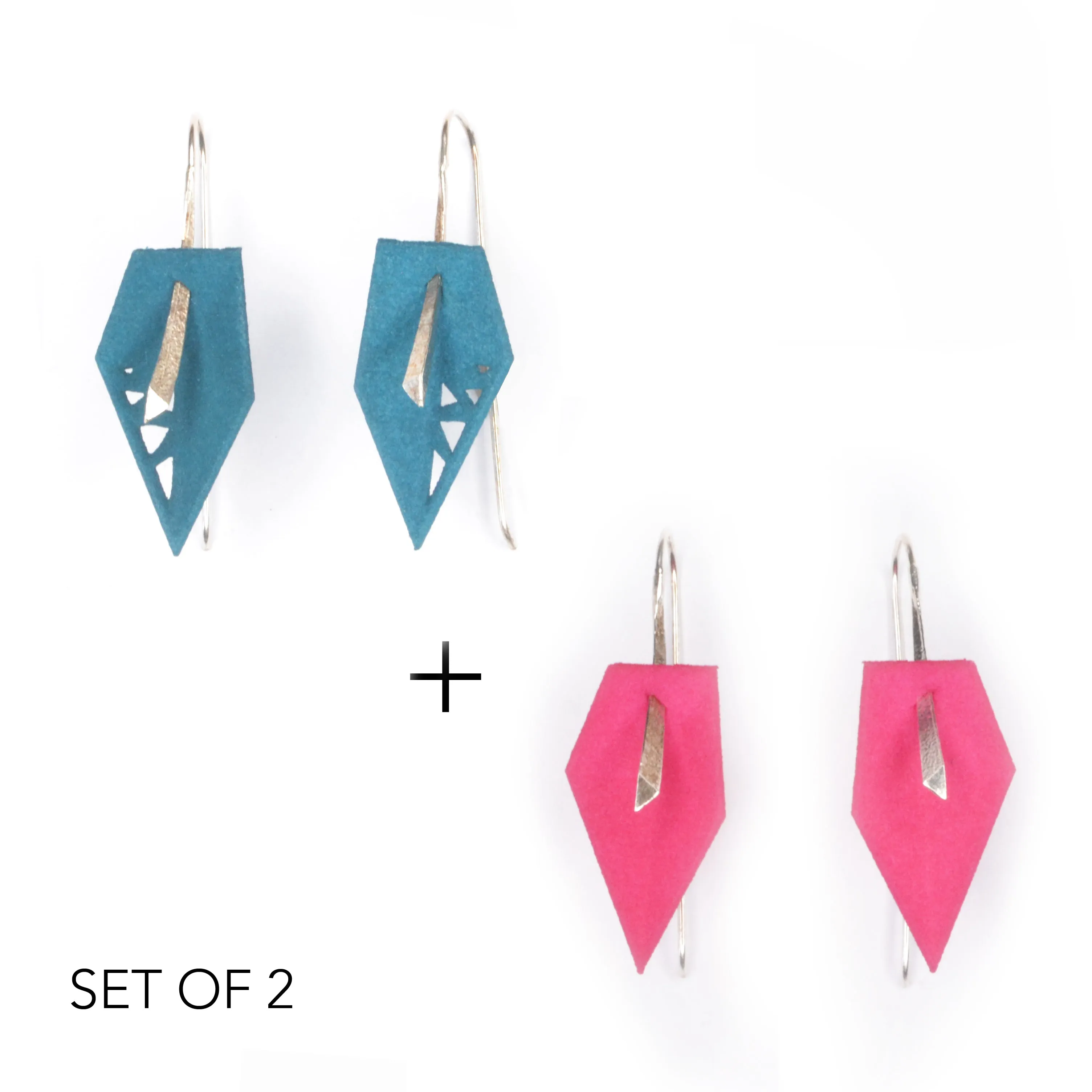 Geometric Drop Interchangeable Earrings (2 Colors, 1 set of Silver Hooks) - Vertigo