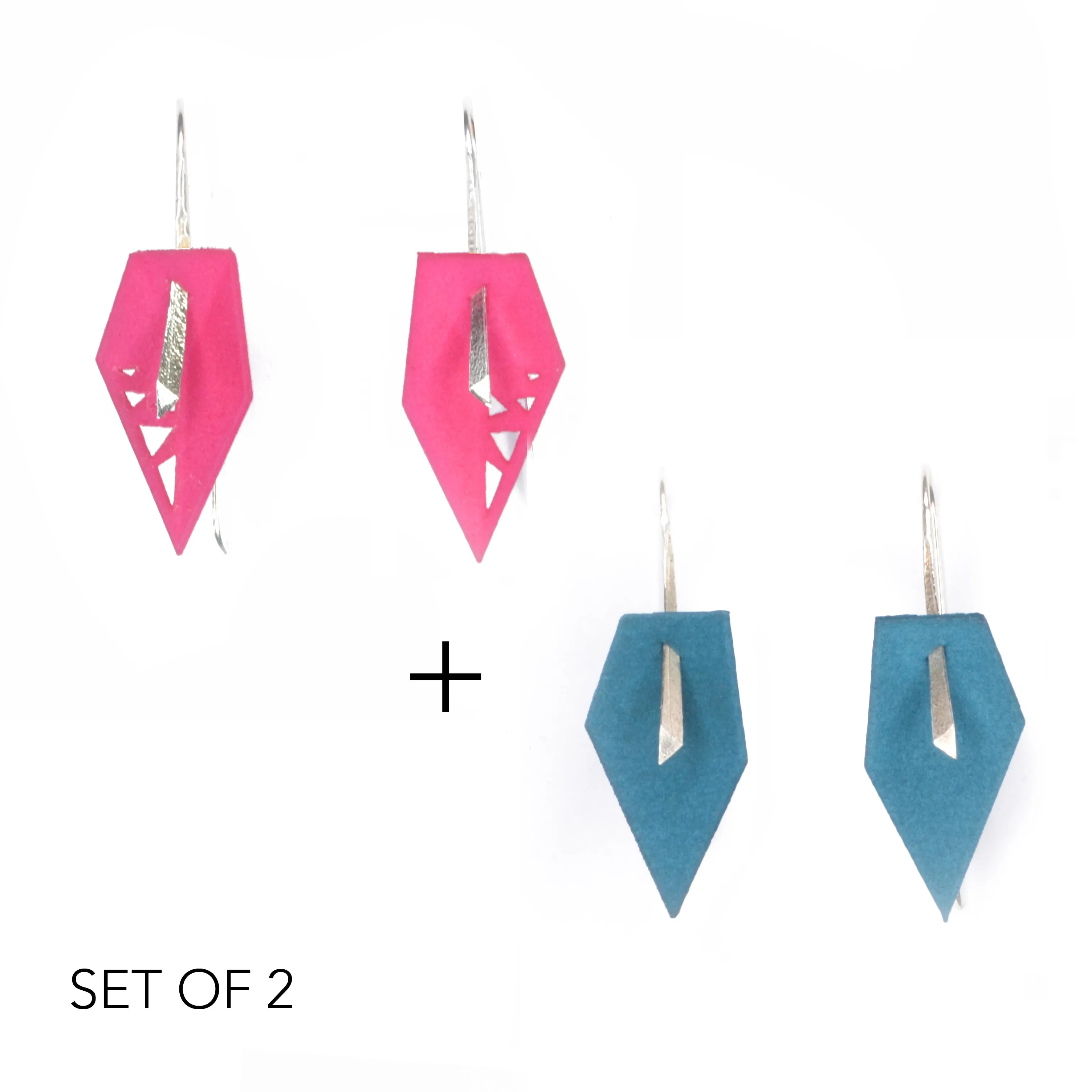 Geometric Drop Interchangeable Earrings (2 Colors, 1 set of Silver Hooks) - Vertigo