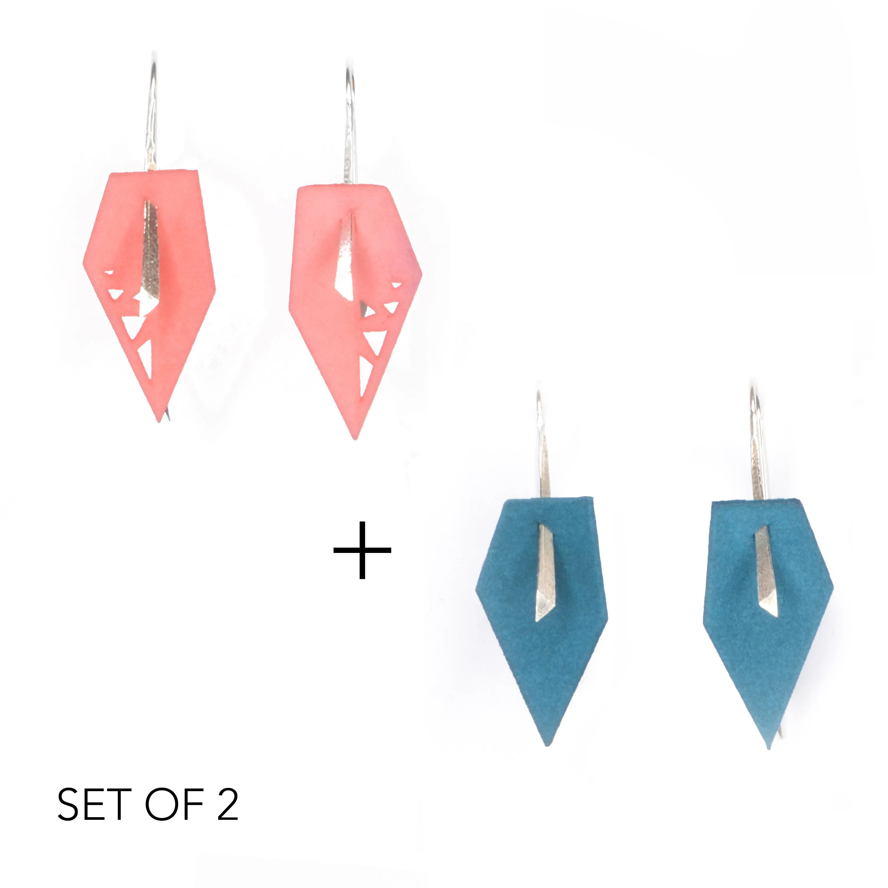 Geometric Drop Interchangeable Earrings (2 Colors, 1 set of Silver Hooks) - Vertigo