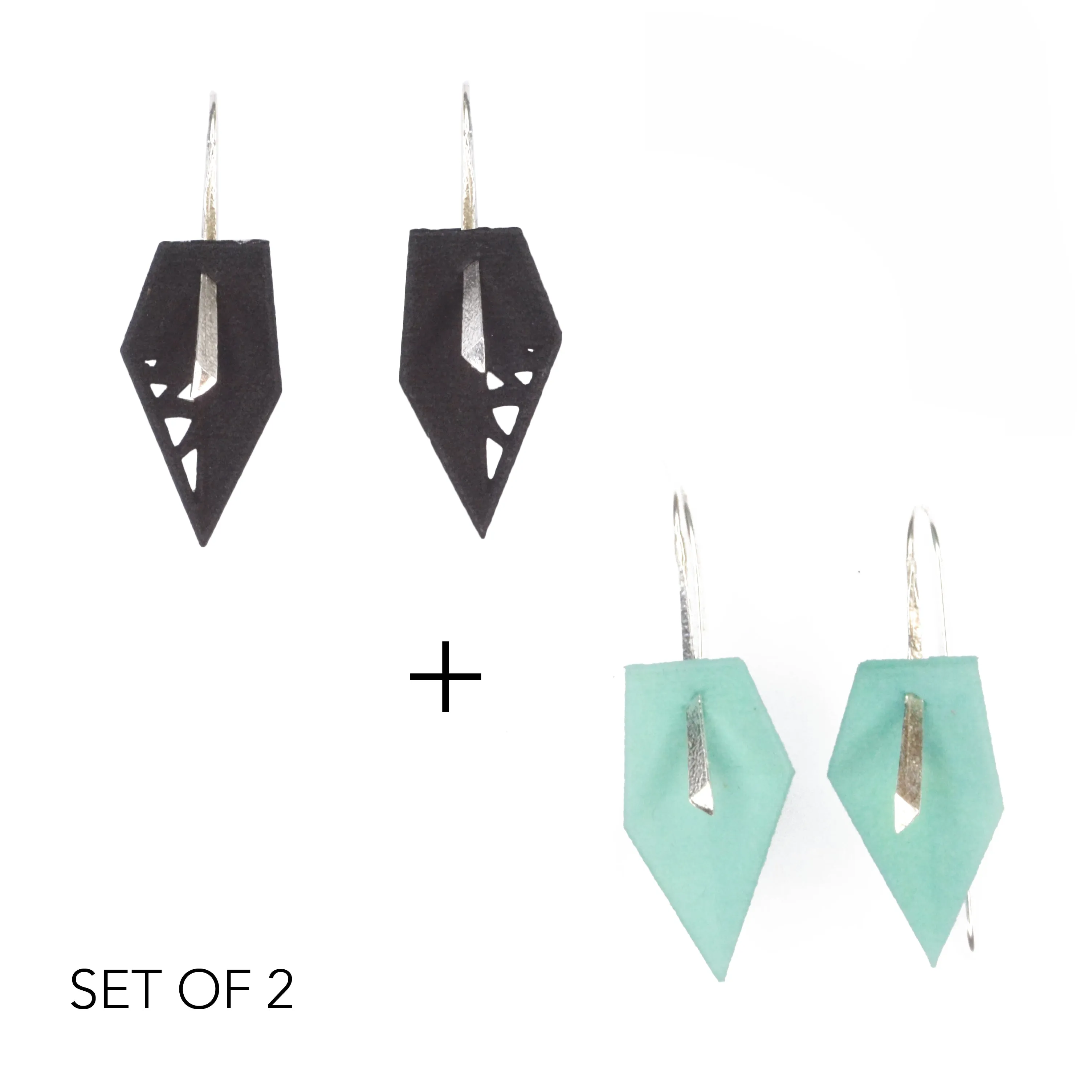 Geometric Drop Interchangeable Earrings (2 Colors, 1 set of Silver Hooks) - Vertigo