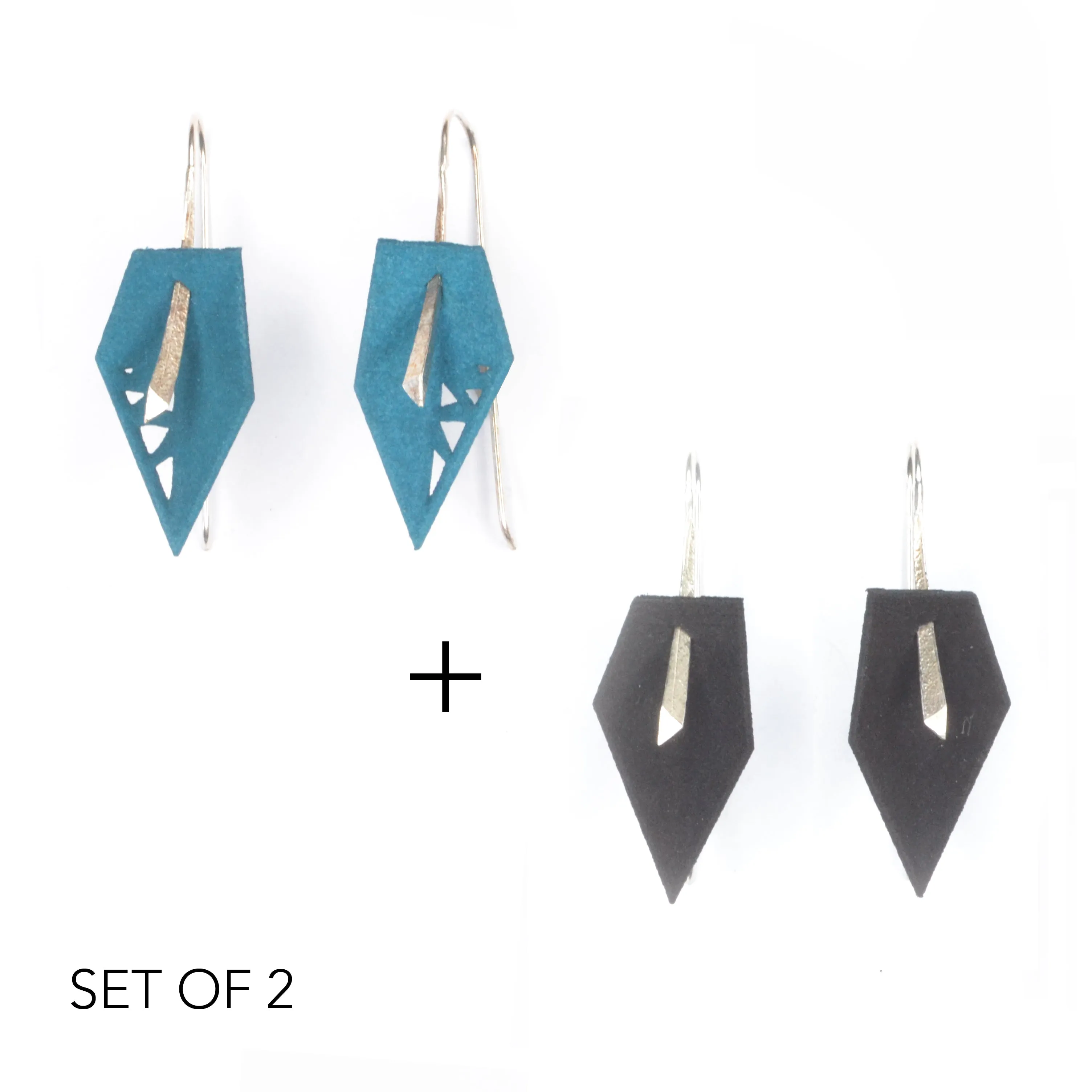 Geometric Drop Interchangeable Earrings (2 Colors, 1 set of Silver Hooks) - Vertigo