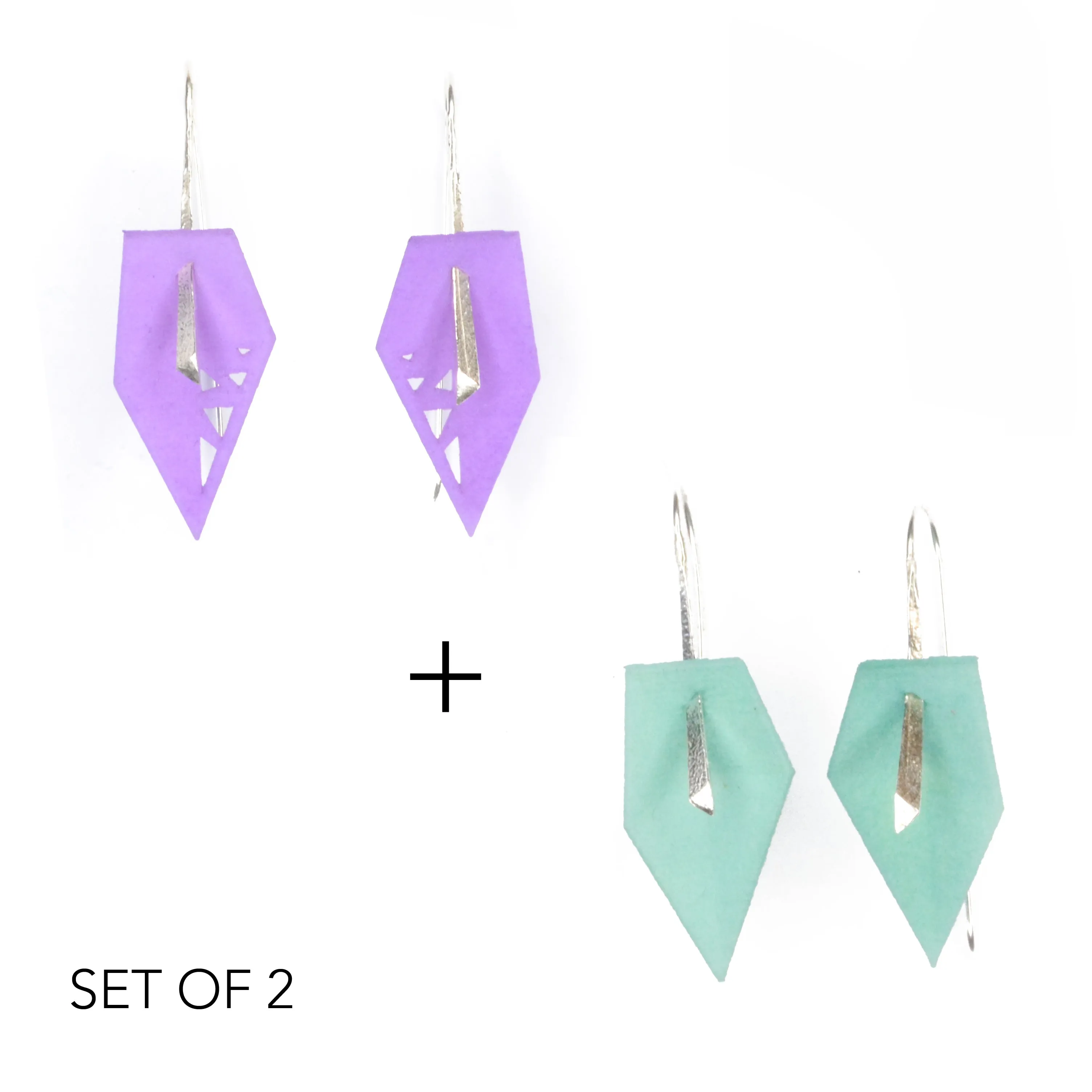 Geometric Drop Interchangeable Earrings (2 Colors, 1 set of Silver Hooks) - Vertigo