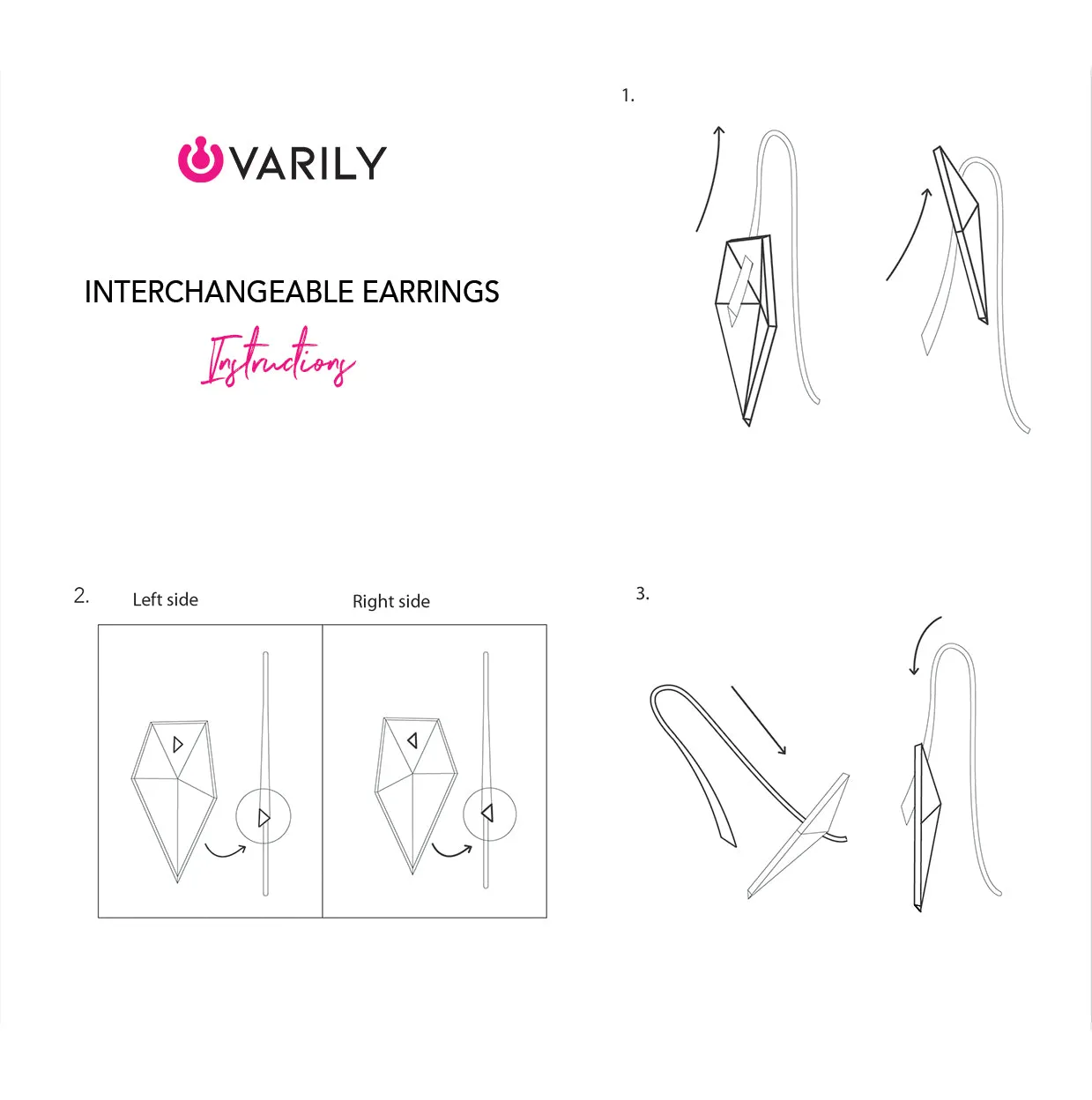 Geometric Drop Interchangeable Earrings (2 Colors, 1 set of Silver Hooks) - Vertigo