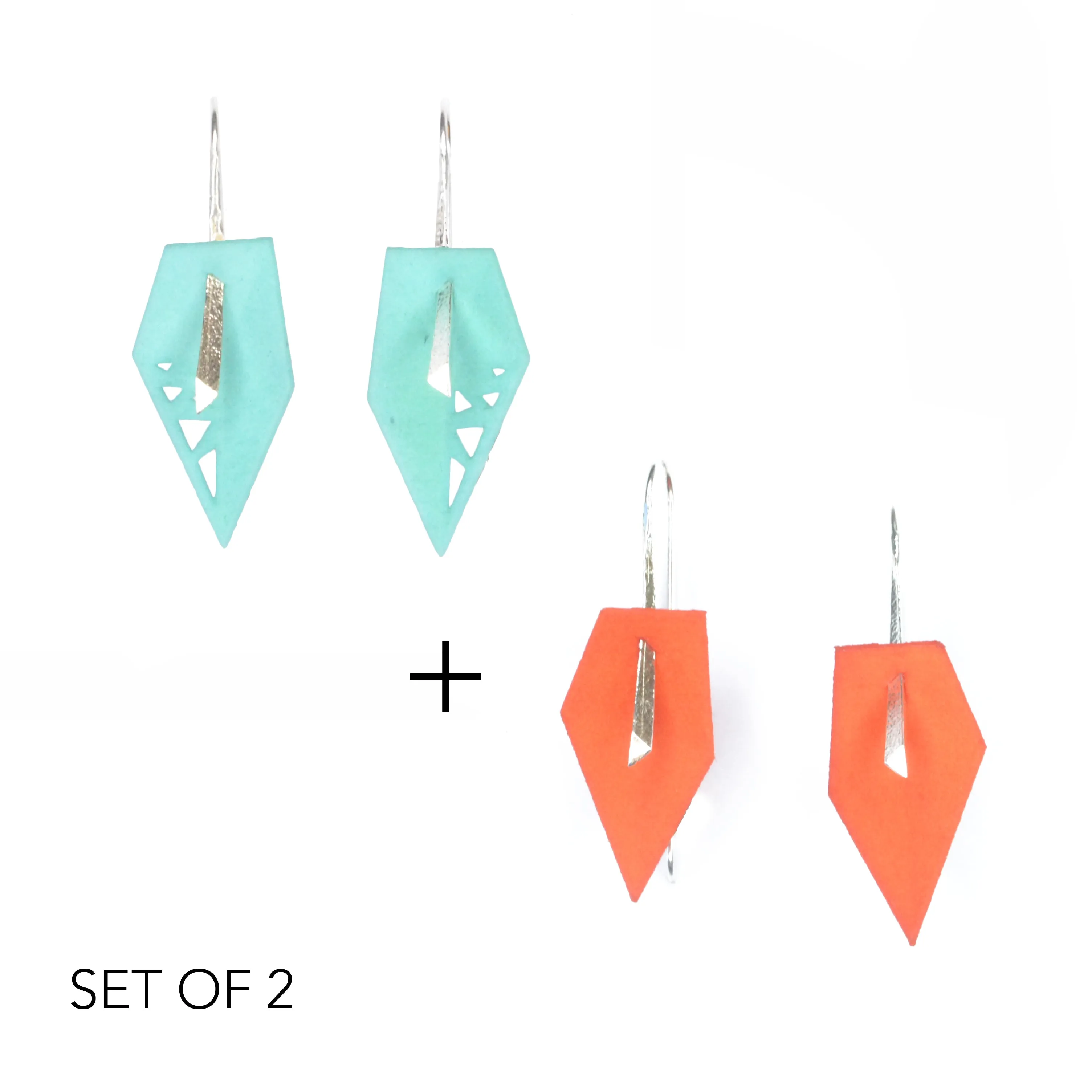 Geometric Drop Interchangeable Earrings (2 Colors, 1 set of Silver Hooks) - Vertigo