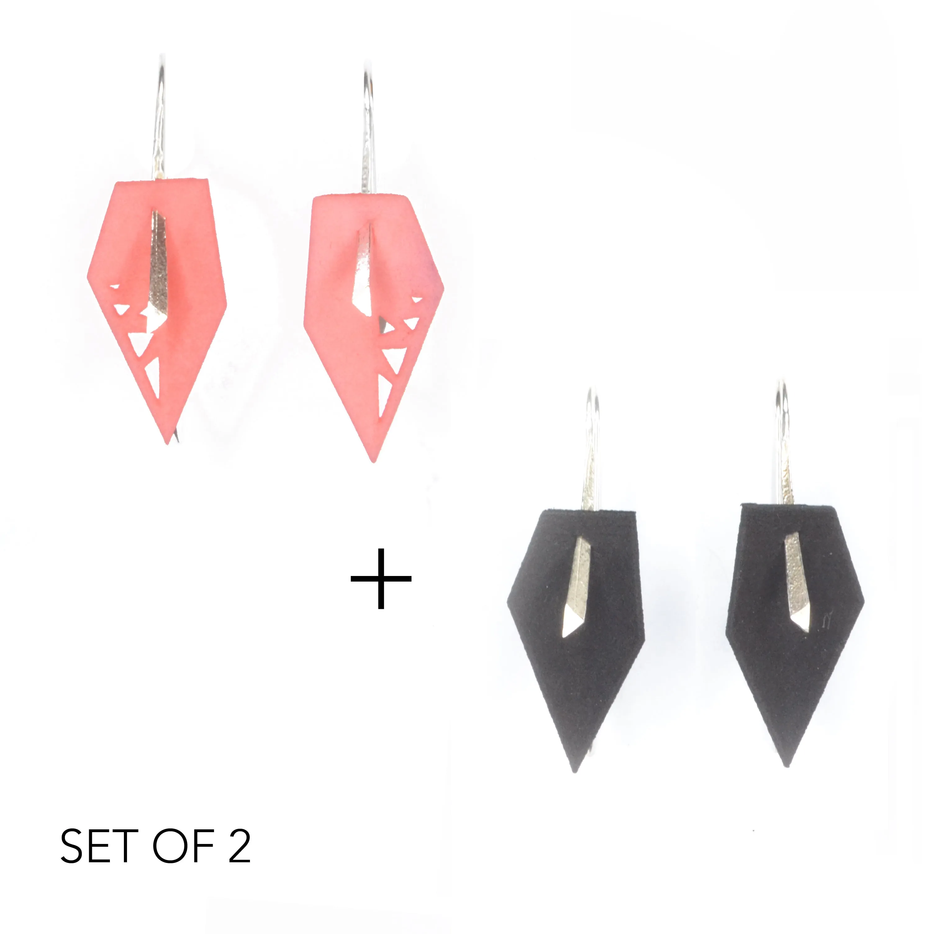 Geometric Drop Interchangeable Earrings (2 Colors, 1 set of Silver Hooks) - Vertigo