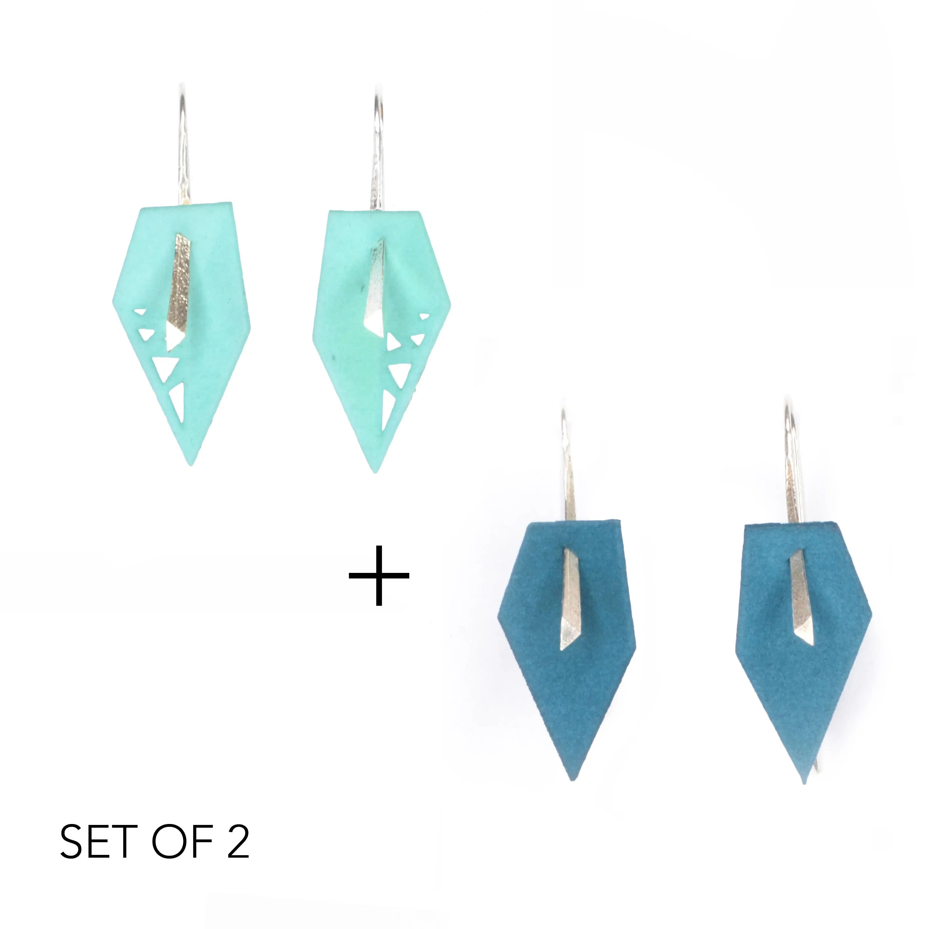 Geometric Drop Interchangeable Earrings (2 Colors, 1 set of Silver Hooks) - Vertigo