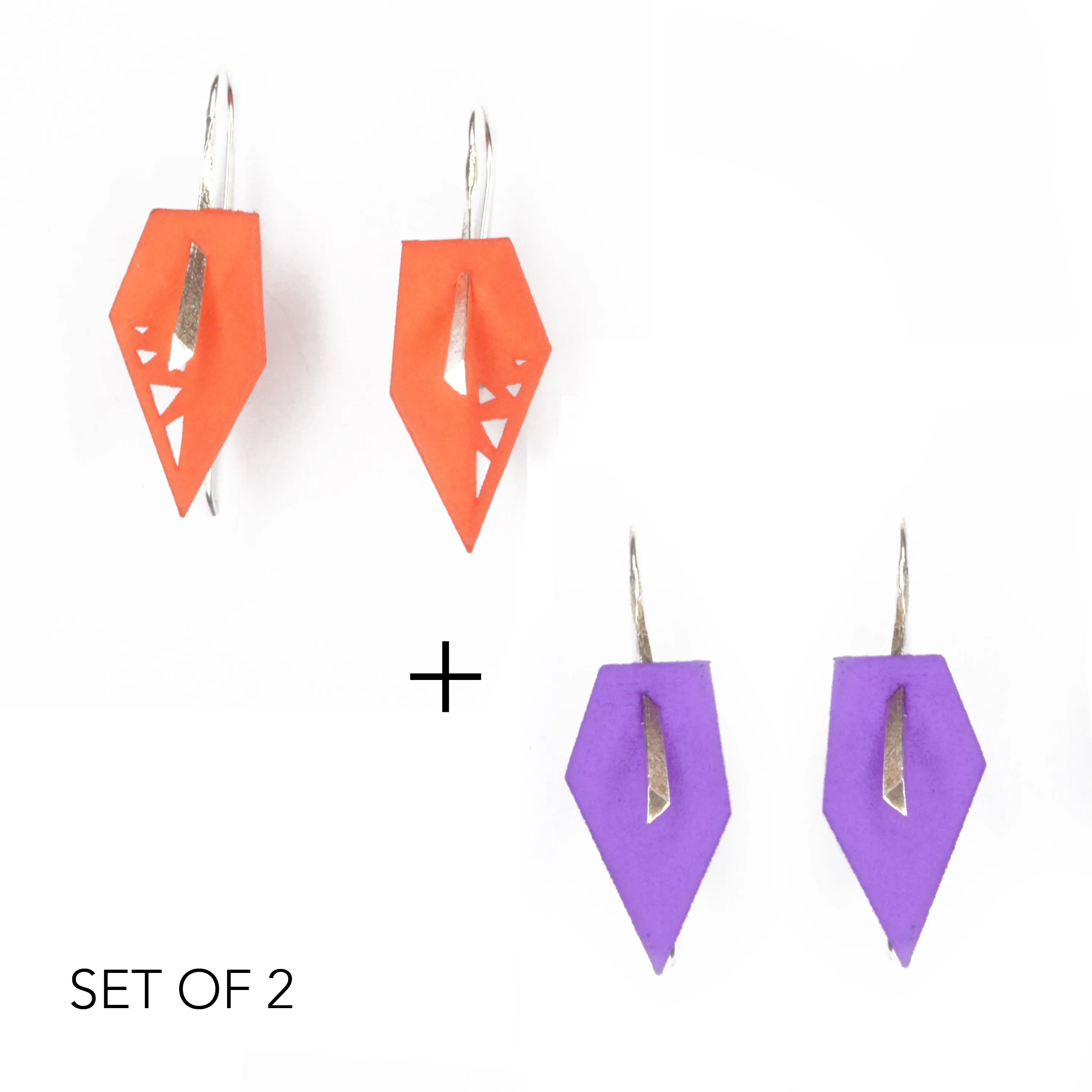 Geometric Drop Interchangeable Earrings (2 Colors, 1 set of Silver Hooks) - Vertigo