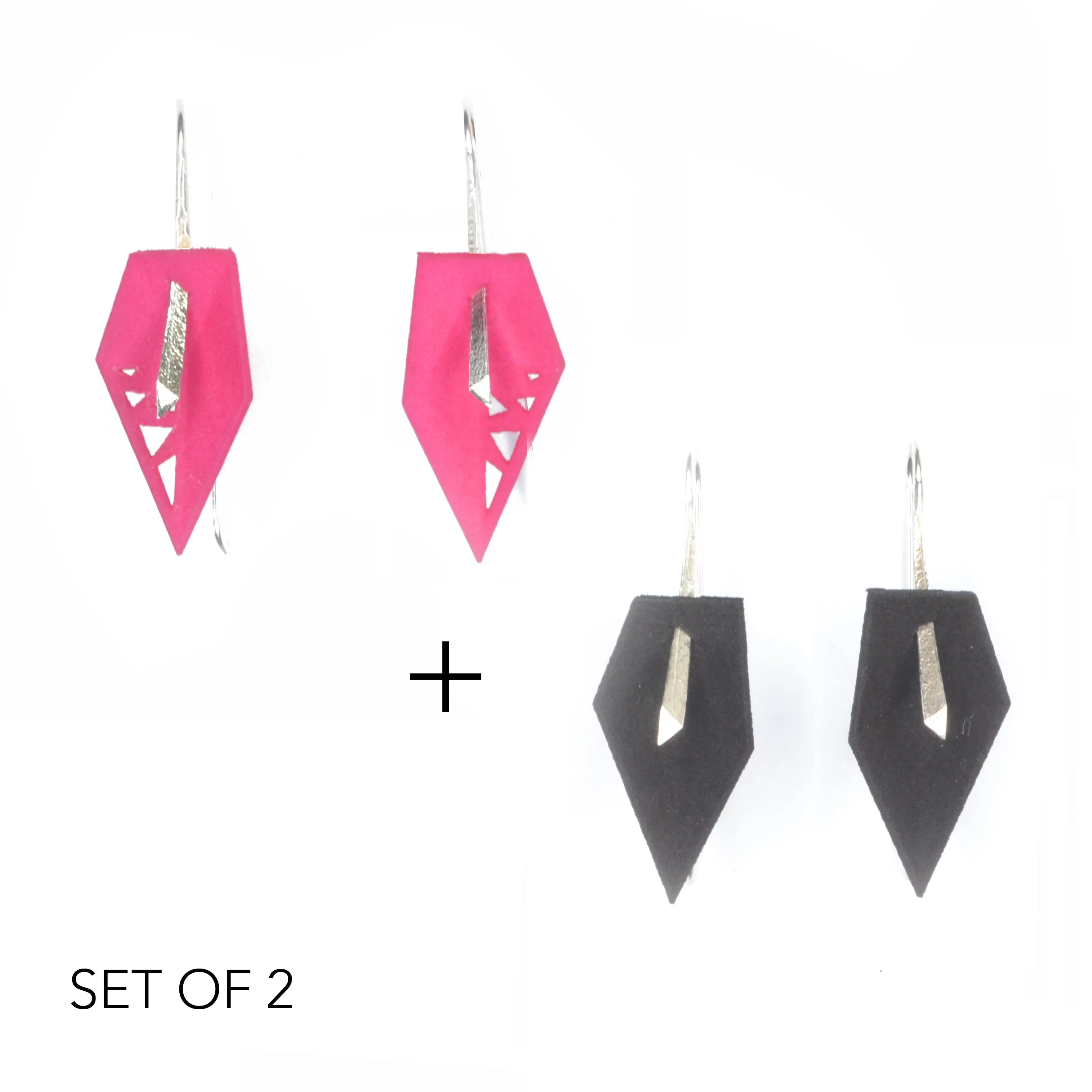 Geometric Drop Interchangeable Earrings (2 Colors, 1 set of Silver Hooks) - Vertigo