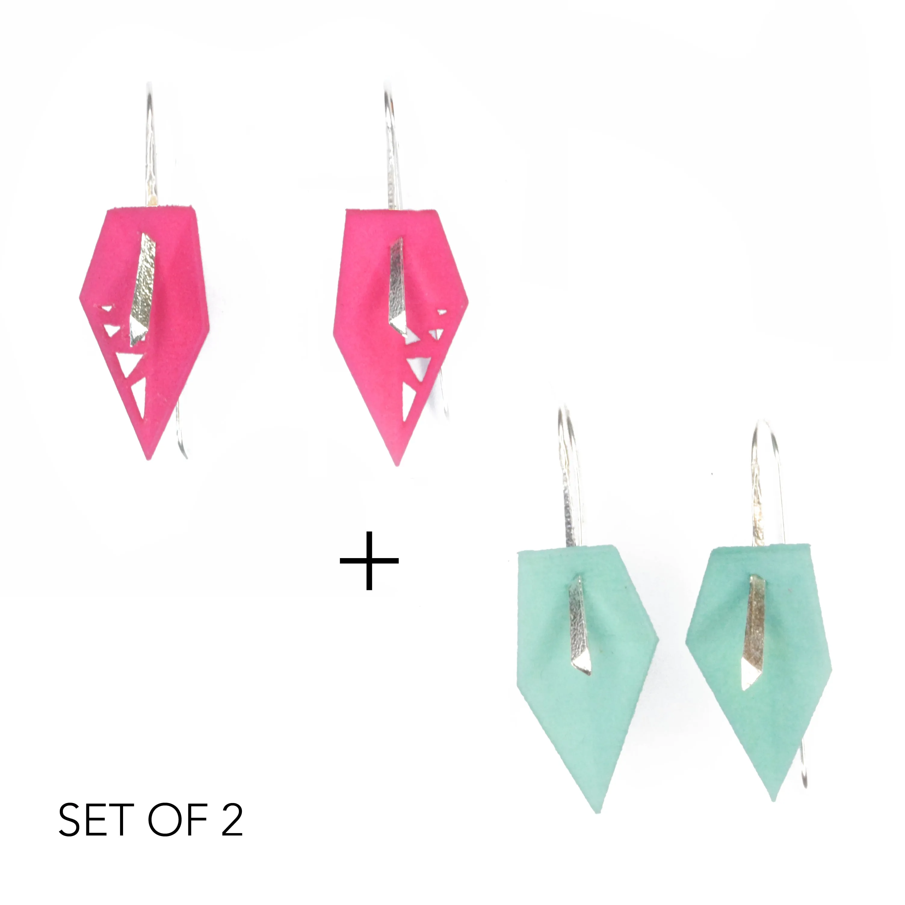 Geometric Drop Interchangeable Earrings (2 Colors, 1 set of Silver Hooks) - Vertigo