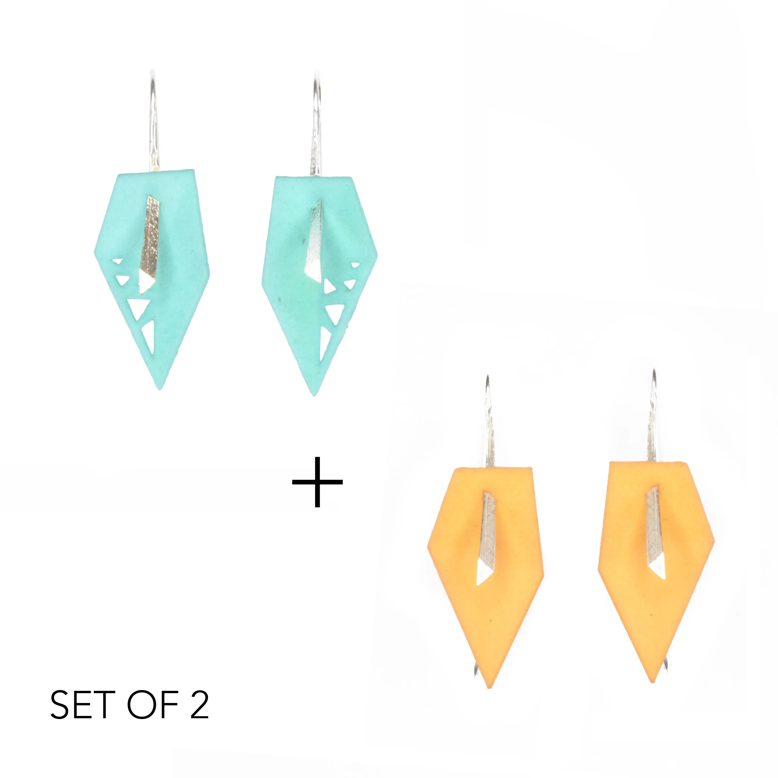 Geometric Drop Interchangeable Earrings (2 Colors, 1 set of Silver Hooks) - Vertigo