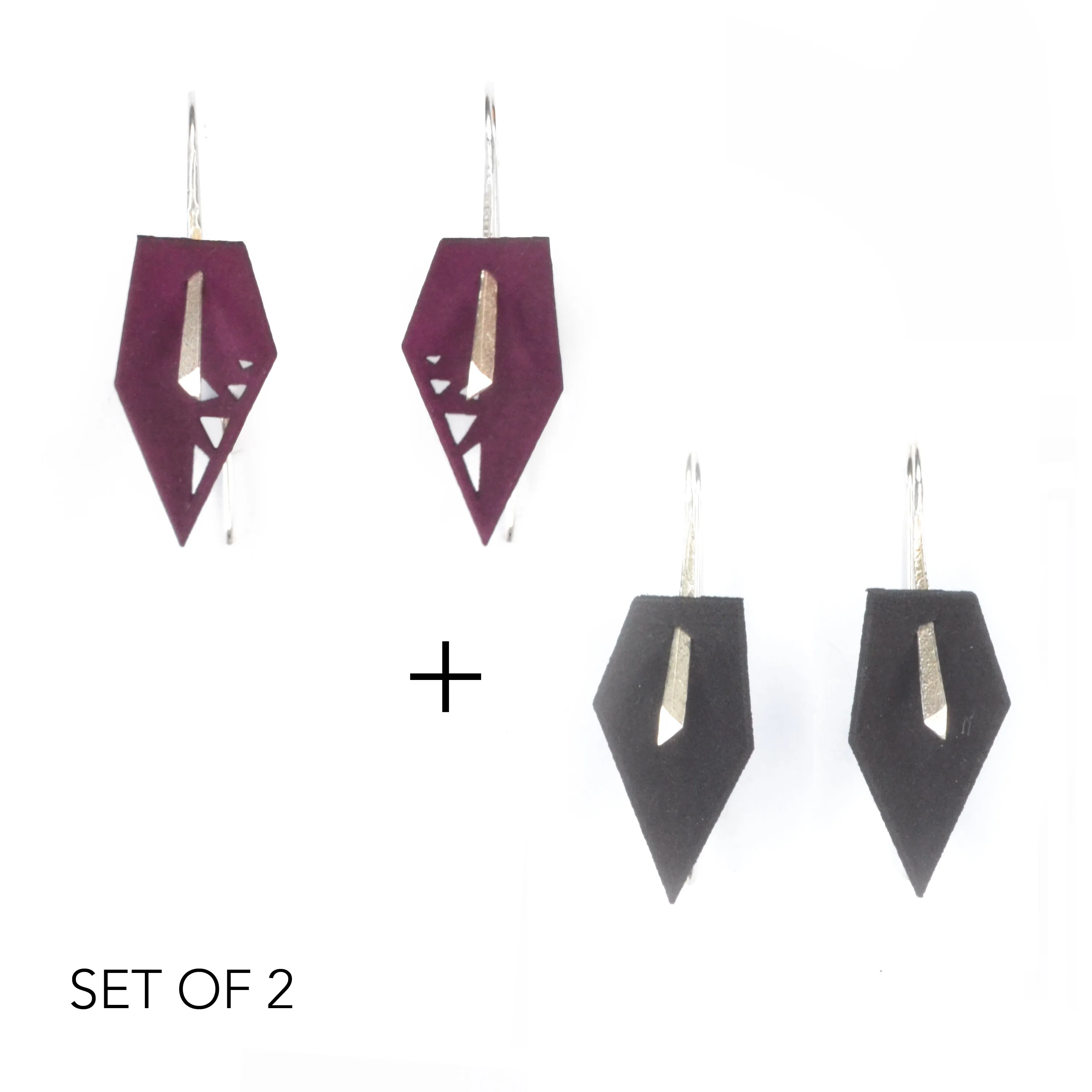 Geometric Drop Interchangeable Earrings (2 Colors, 1 set of Silver Hooks) - Vertigo