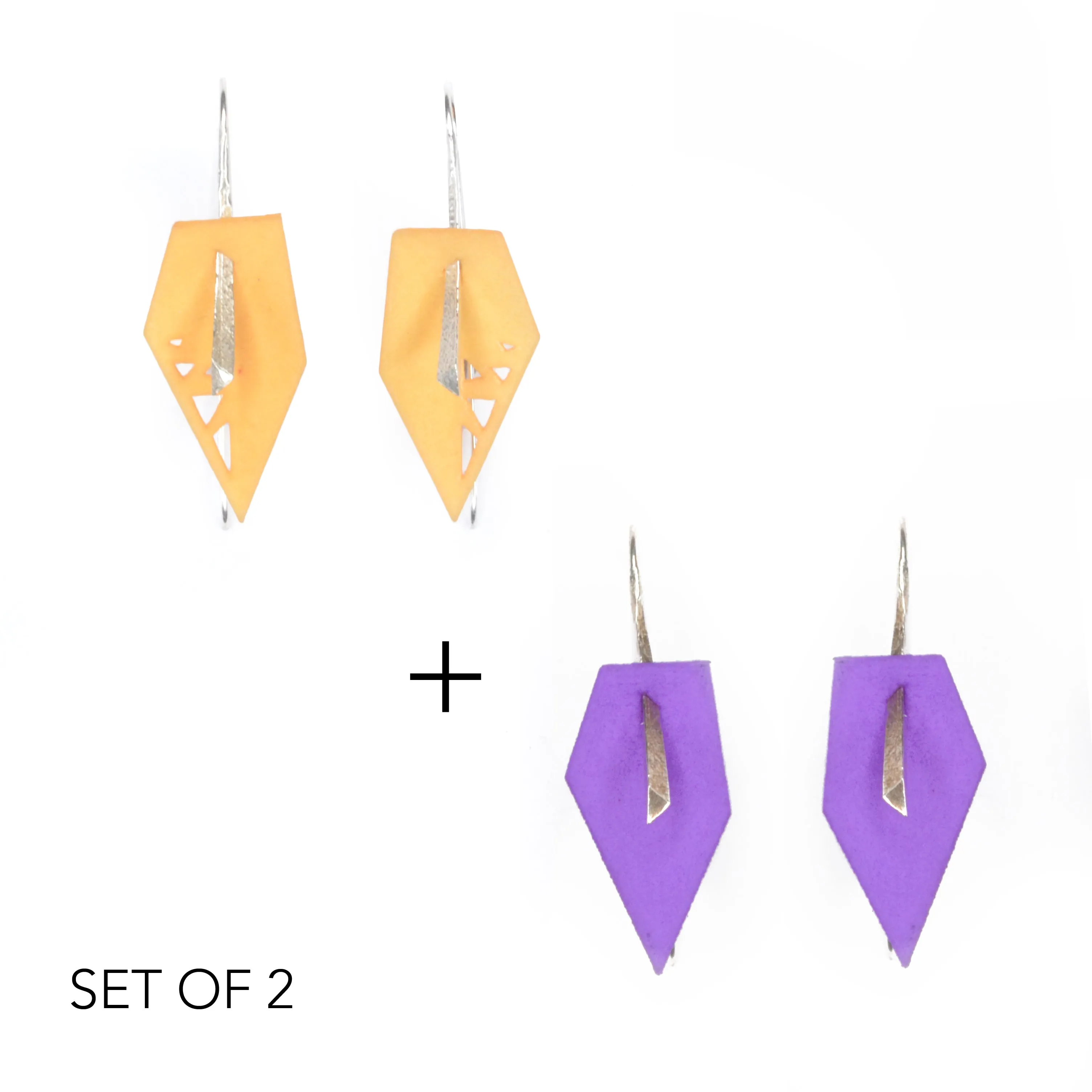 Geometric Drop Interchangeable Earrings (2 Colors, 1 set of Silver Hooks) - Vertigo