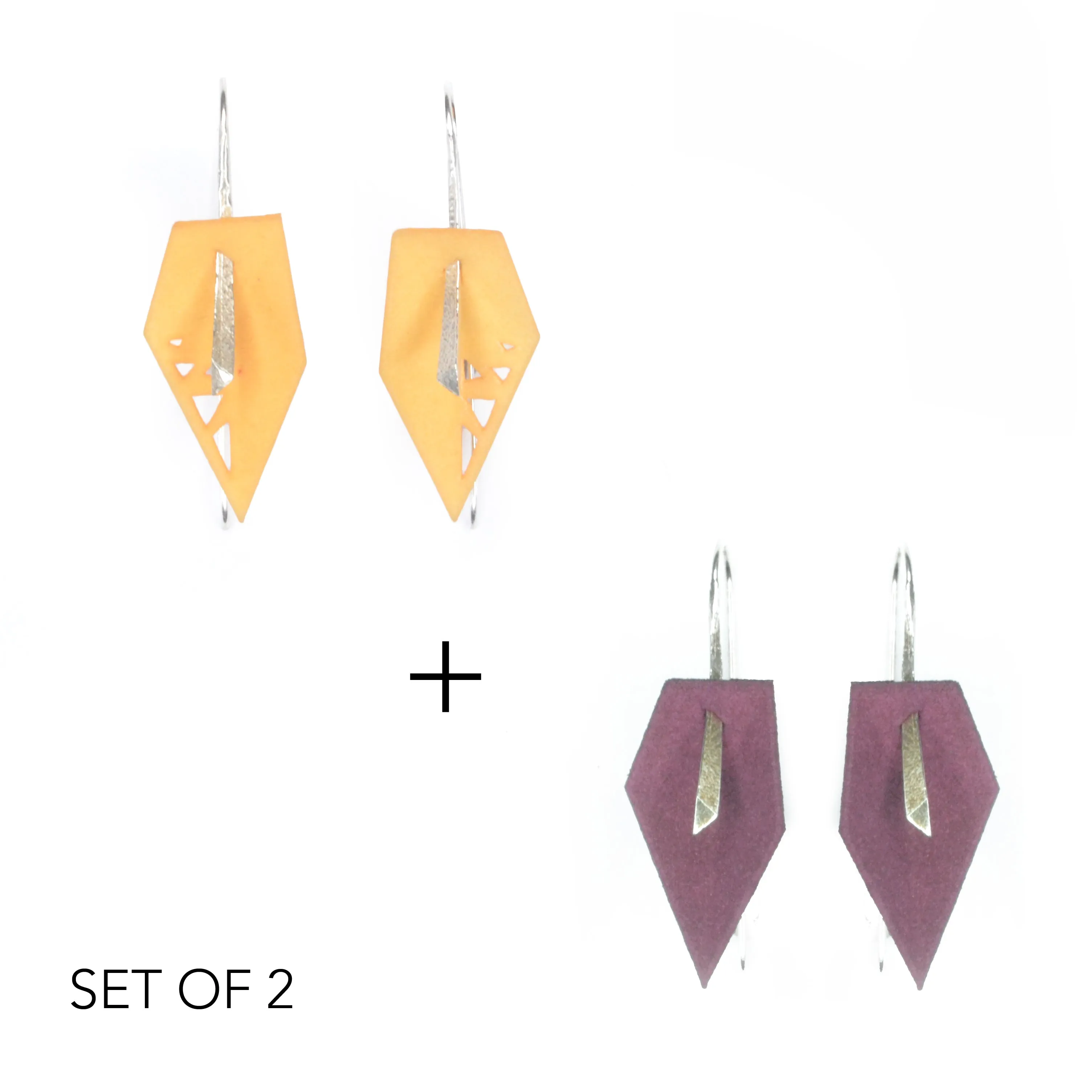 Geometric Drop Interchangeable Earrings (2 Colors, 1 set of Silver Hooks) - Vertigo