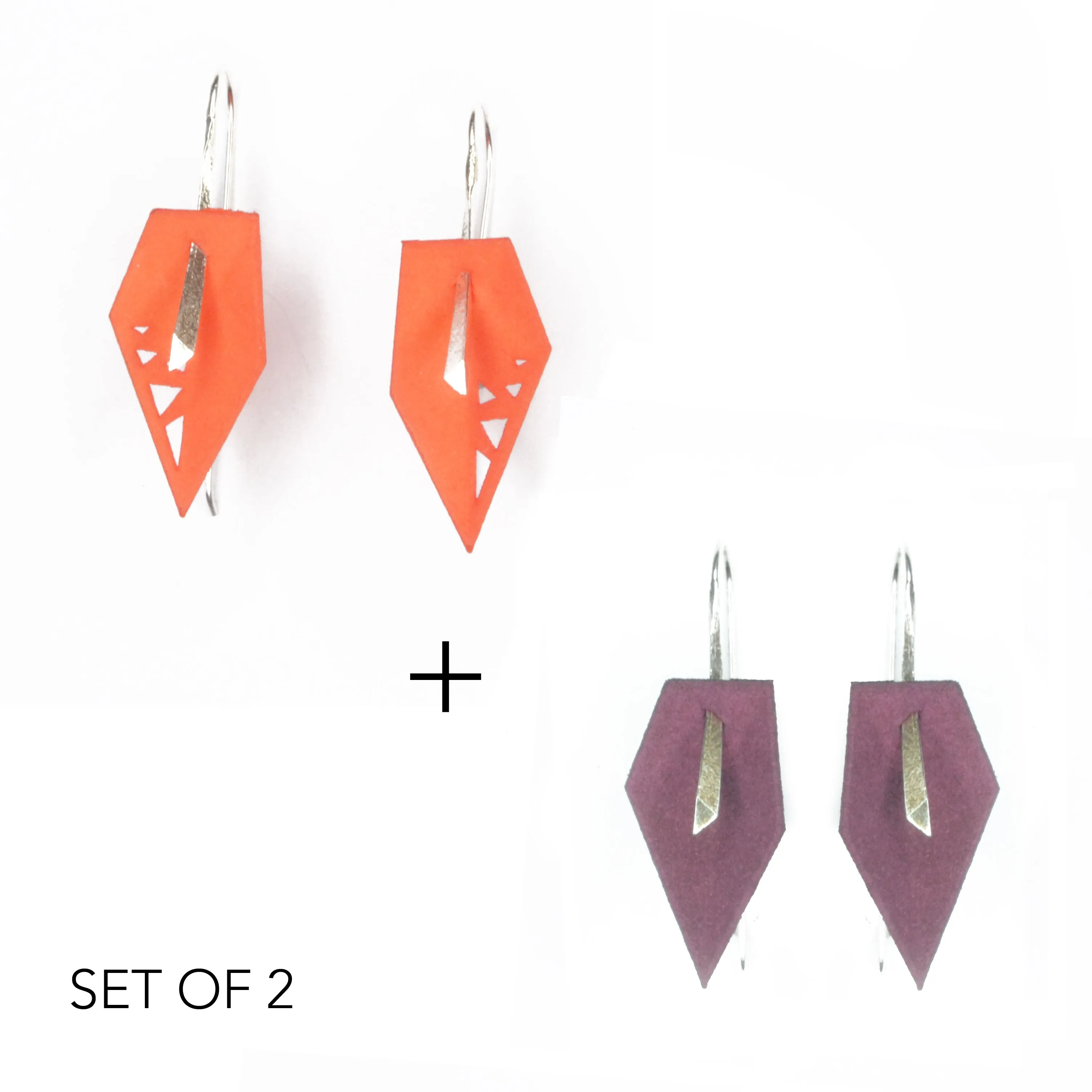 Geometric Drop Interchangeable Earrings (2 Colors, 1 set of Silver Hooks) - Vertigo