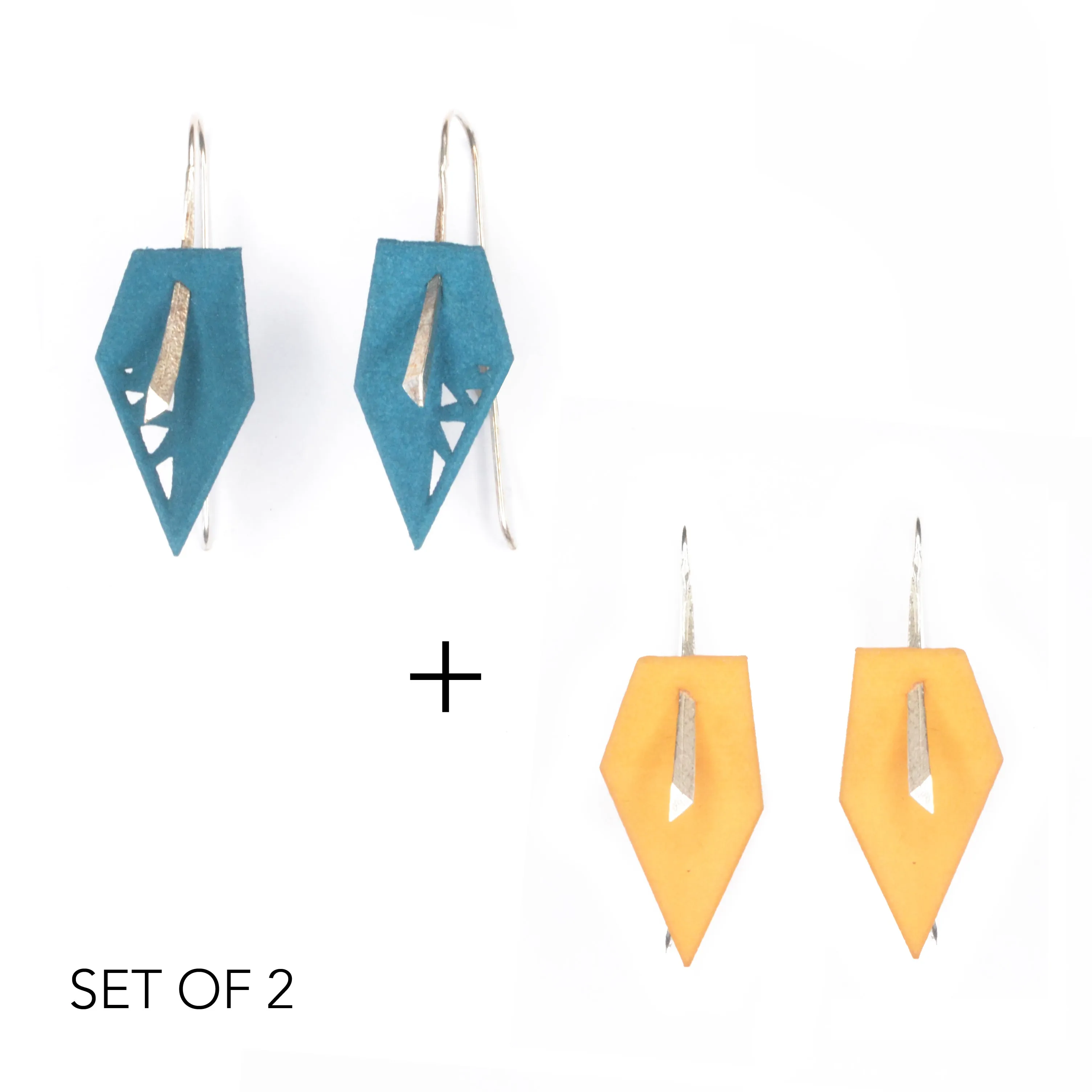 Geometric Drop Interchangeable Earrings (2 Colors, 1 set of Silver Hooks) - Vertigo