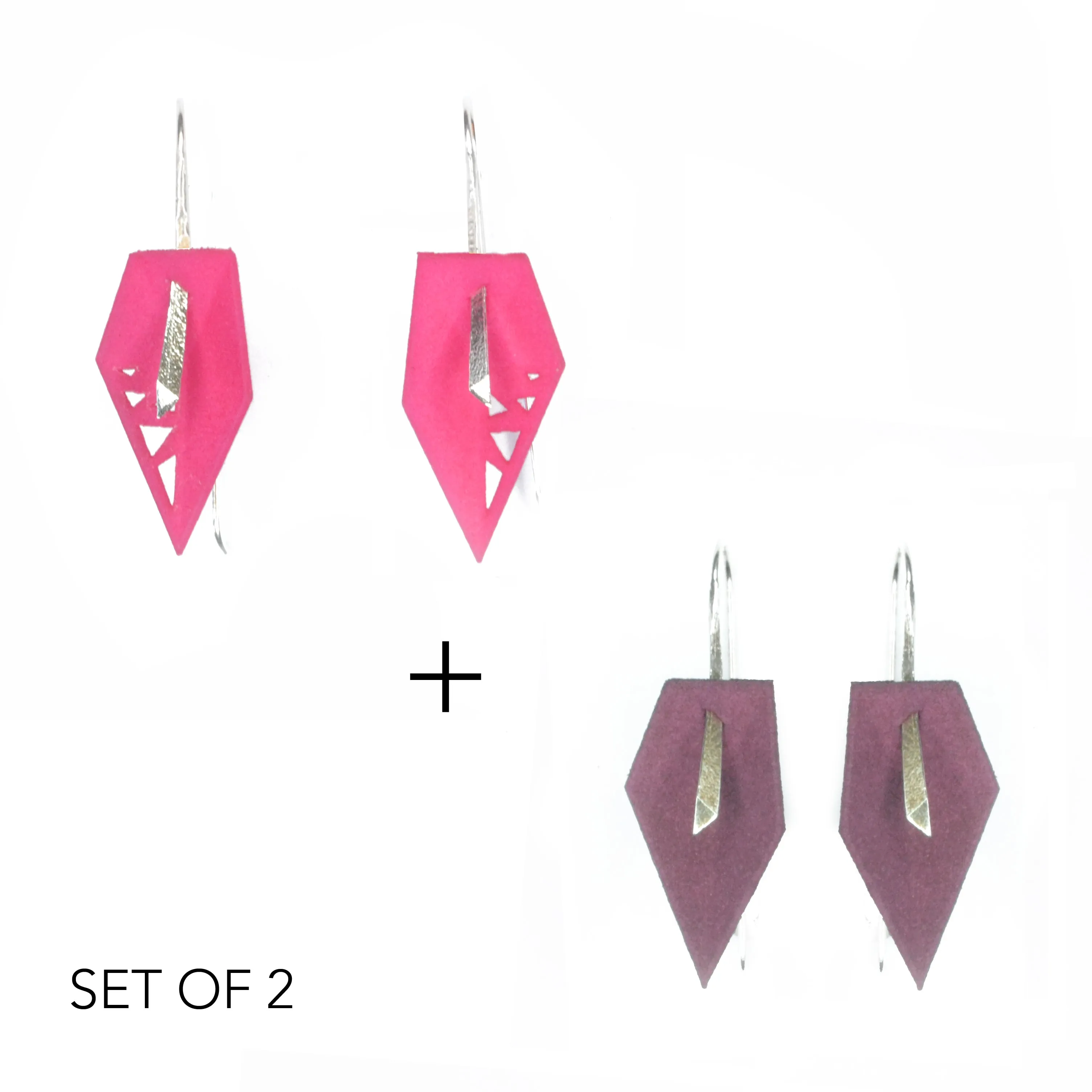 Geometric Drop Interchangeable Earrings (2 Colors, 1 set of Silver Hooks) - Vertigo