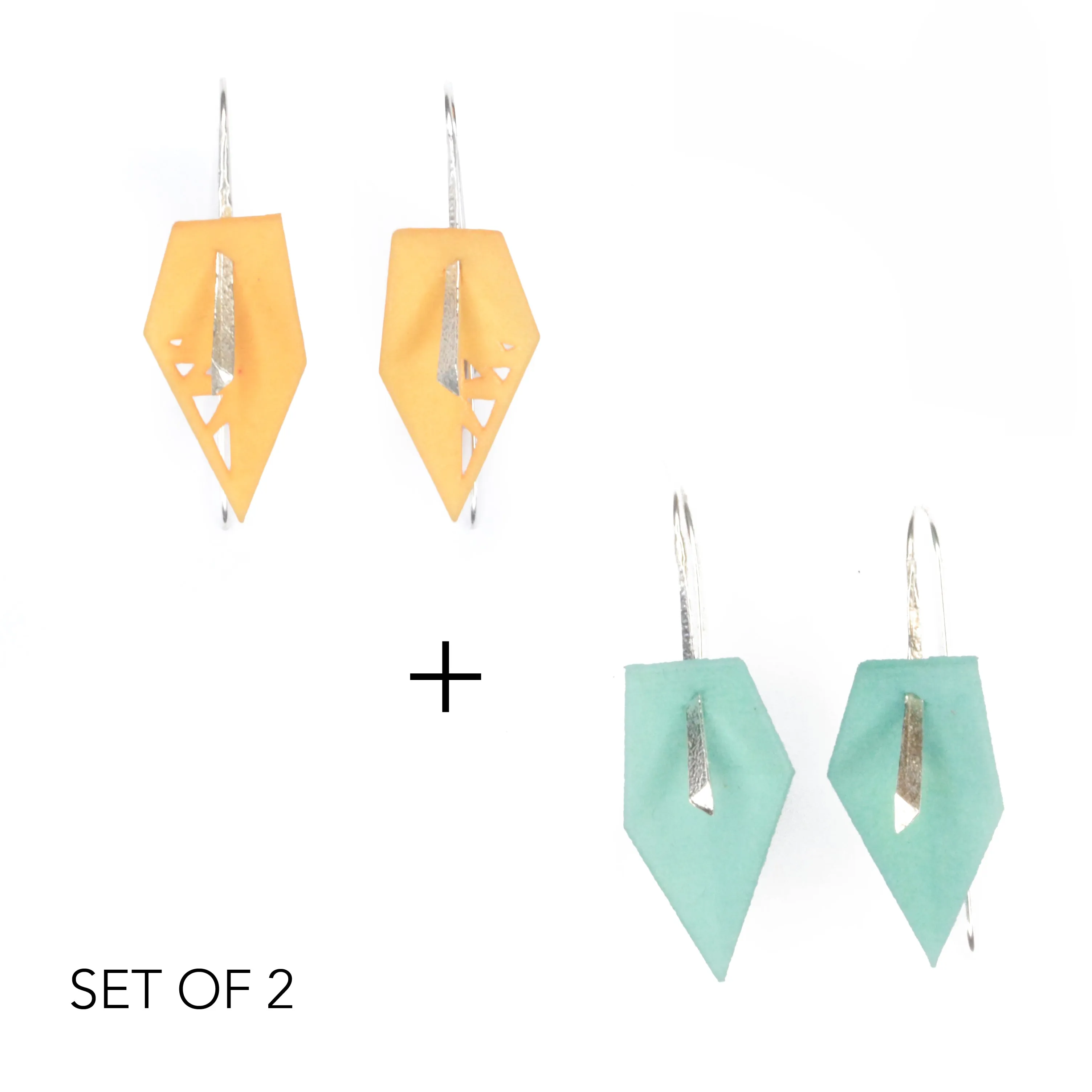 Geometric Drop Interchangeable Earrings (2 Colors, 1 set of Silver Hooks) - Vertigo