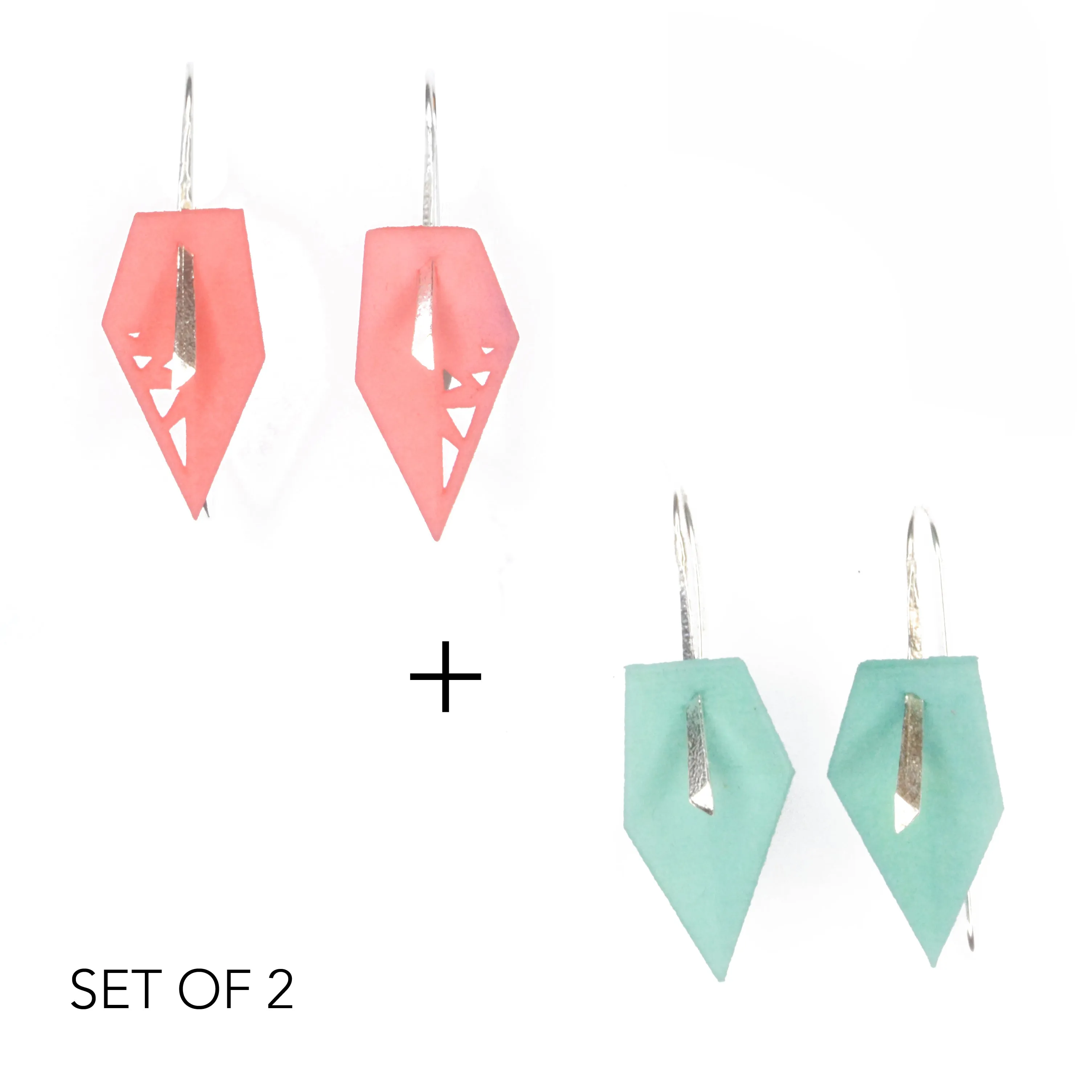 Geometric Drop Interchangeable Earrings (2 Colors, 1 set of Silver Hooks) - Vertigo