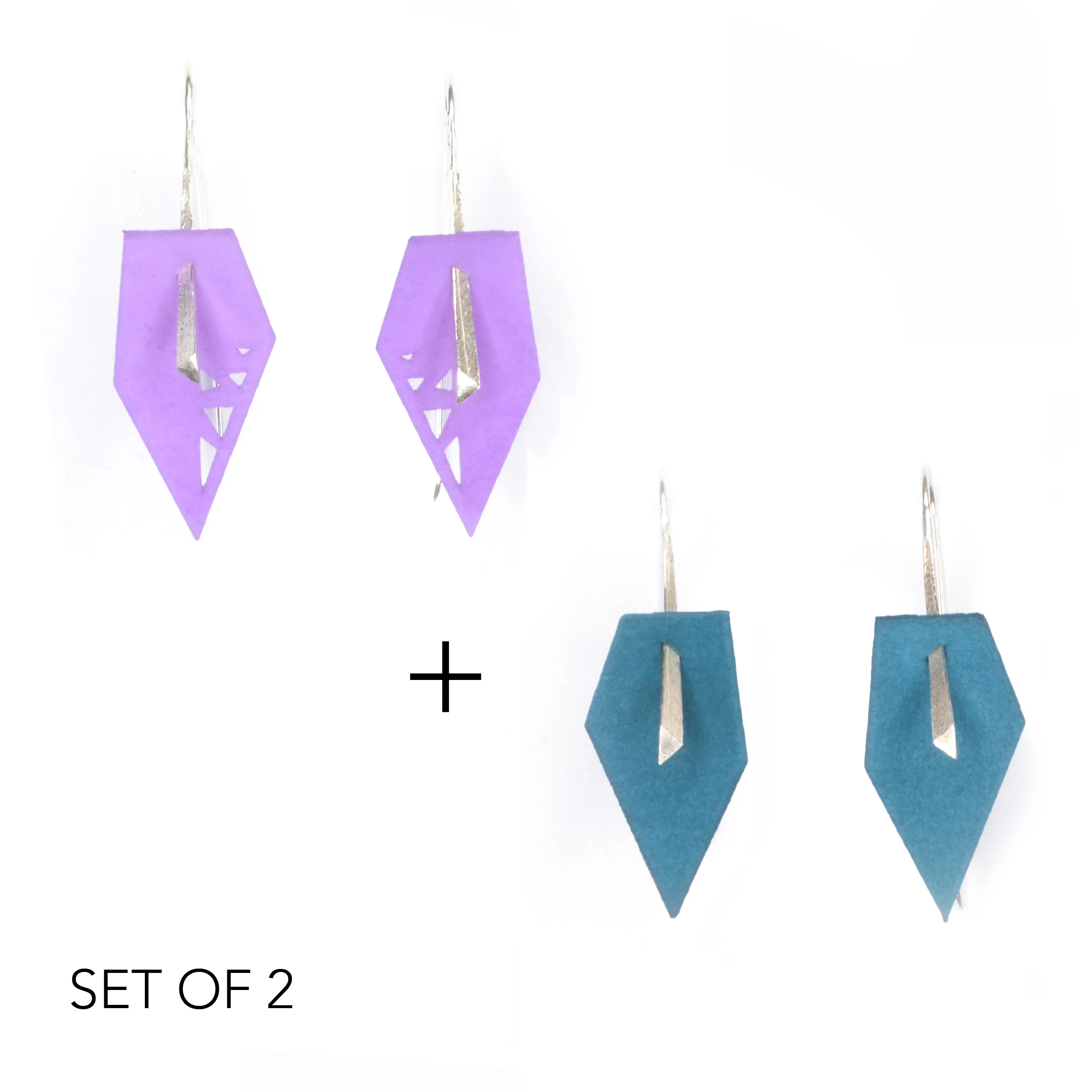 Geometric Drop Interchangeable Earrings (2 Colors, 1 set of Silver Hooks) - Vertigo