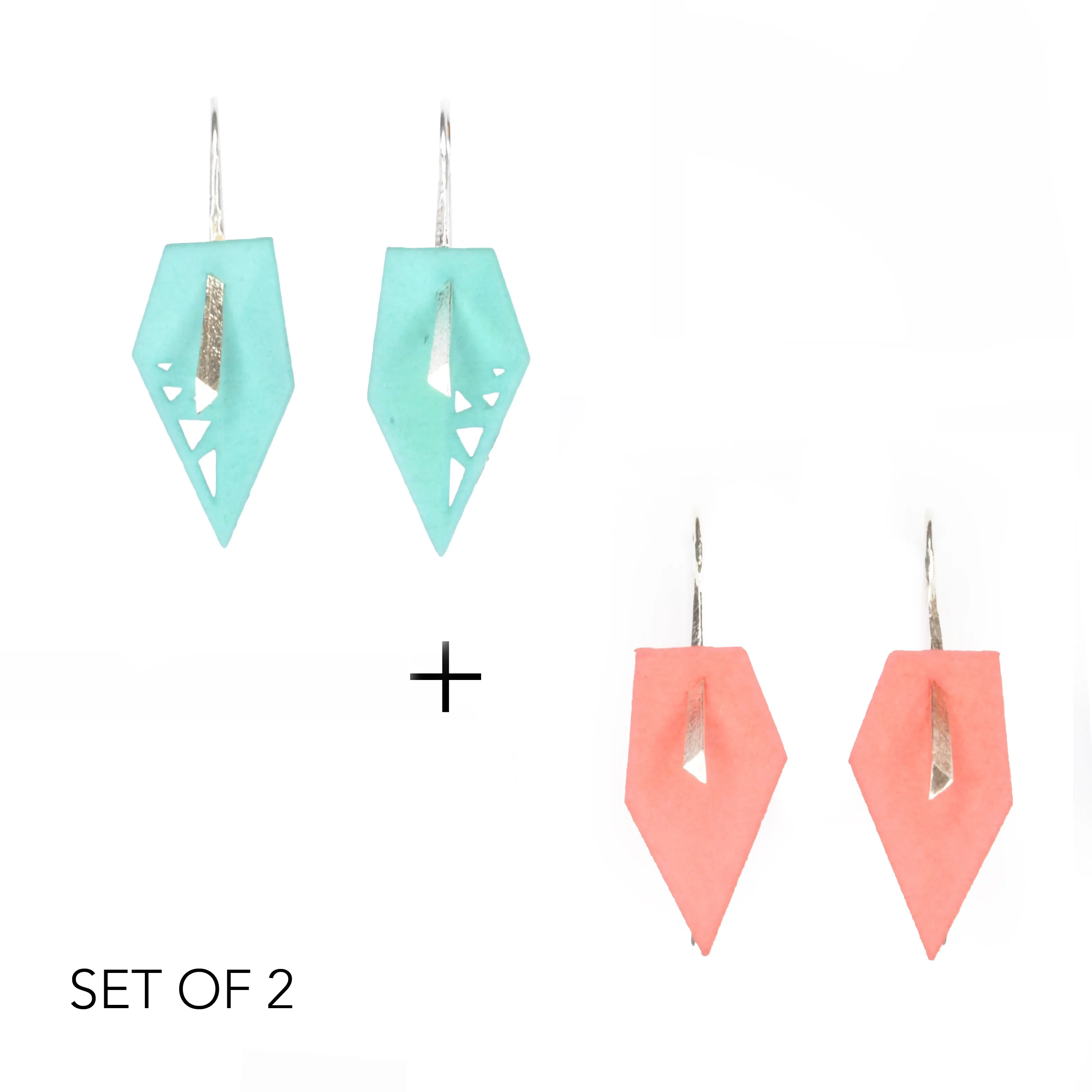 Geometric Drop Interchangeable Earrings (2 Colors, 1 set of Silver Hooks) - Vertigo