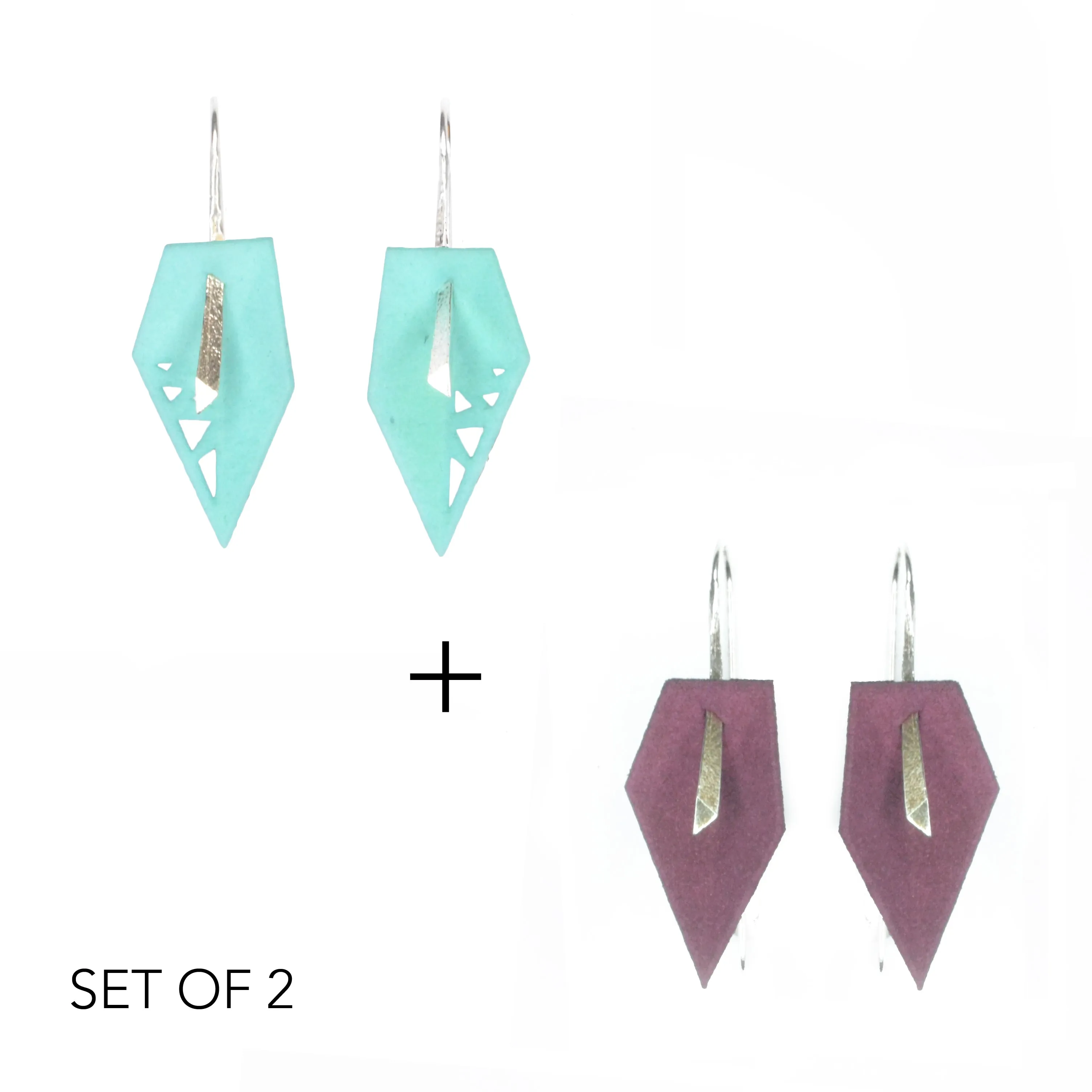 Geometric Drop Interchangeable Earrings (2 Colors, 1 set of Silver Hooks) - Vertigo