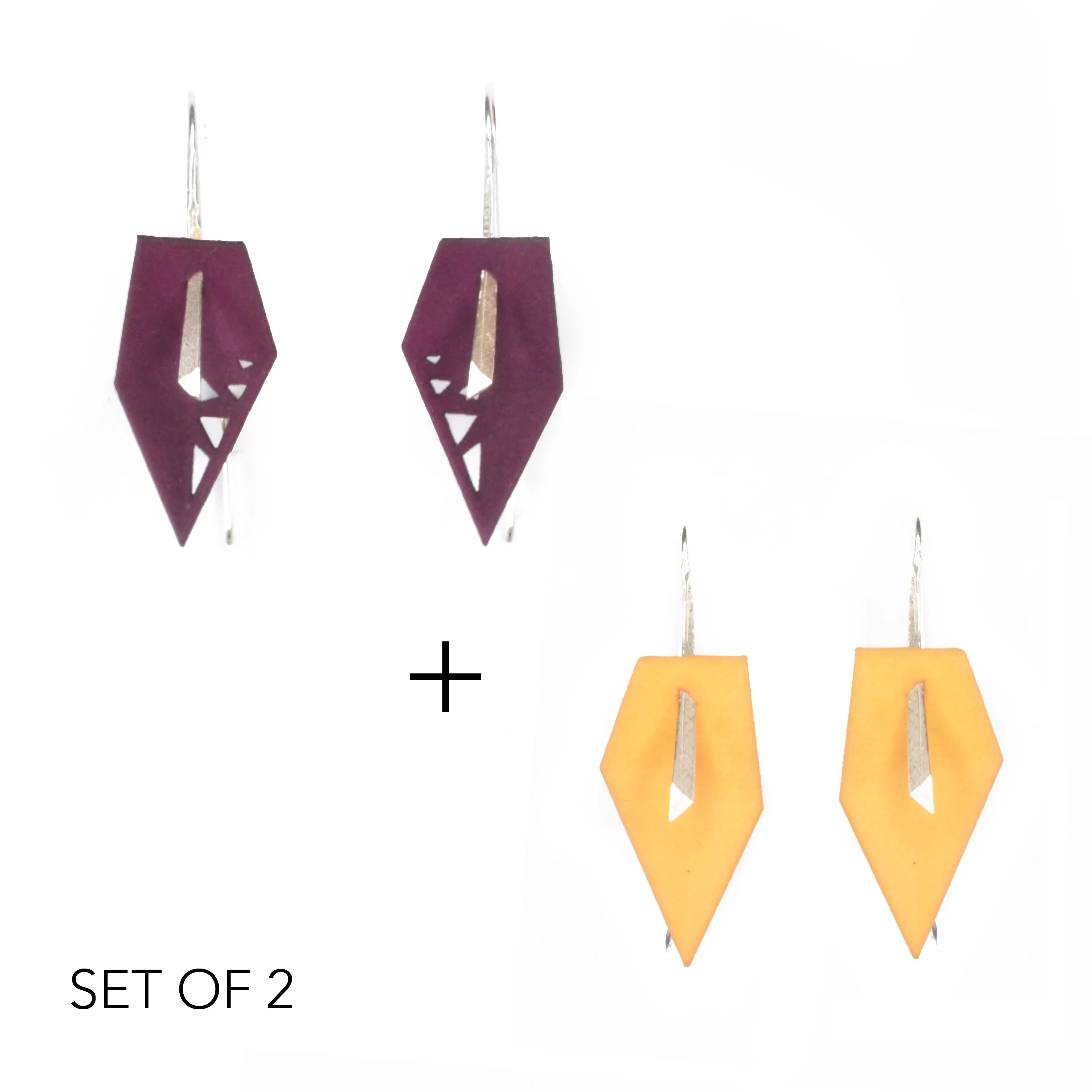 Geometric Drop Interchangeable Earrings (2 Colors, 1 set of Silver Hooks) - Vertigo