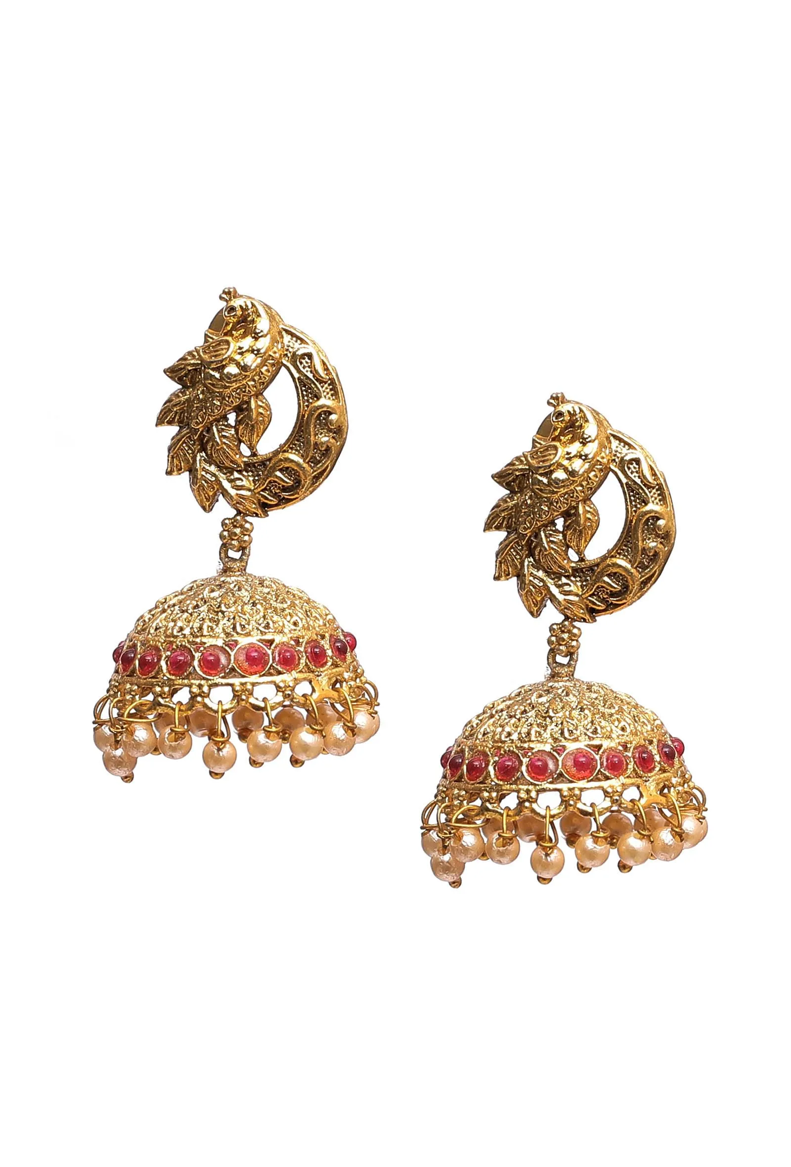 Gold & Pink Kundan Gold Earrings