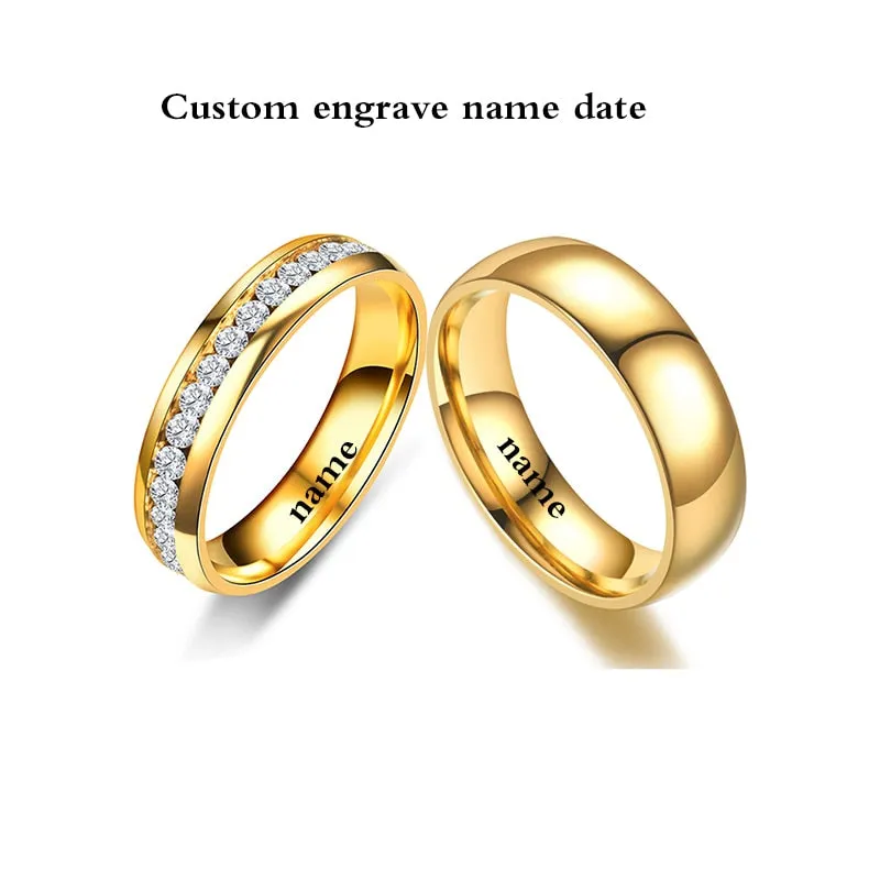 Gold Color Lover Crystal Rings