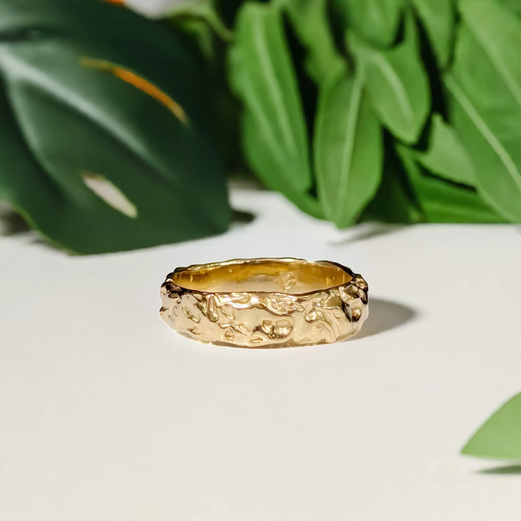 Gold Rustic wedding band for men