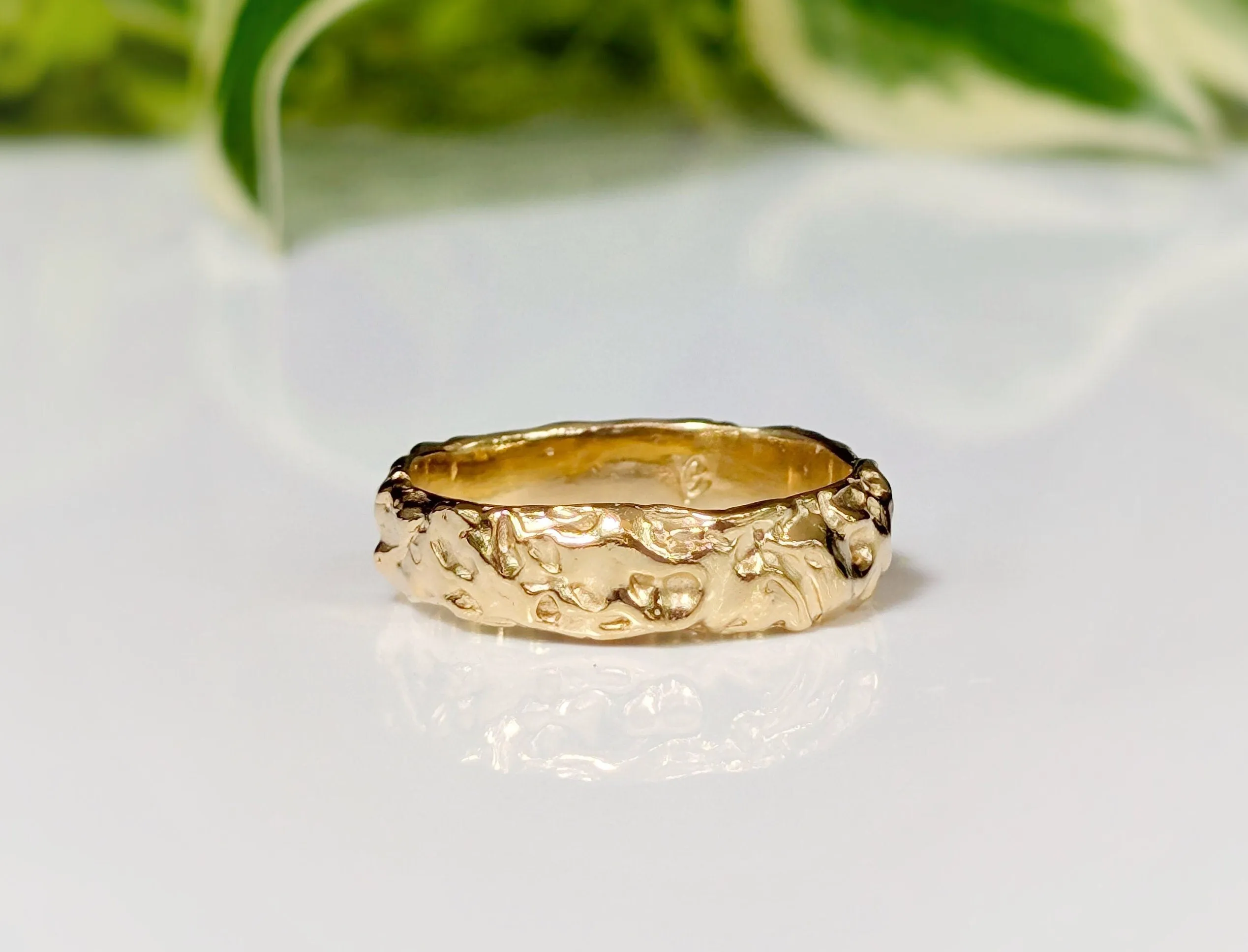 Gold Rustic wedding band for men